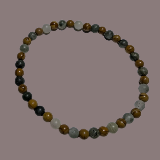 Green Line Quartz & Petrified Wood Jasper 4mm