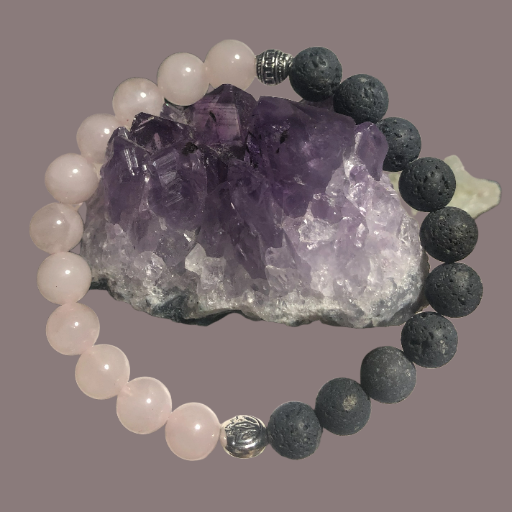 Rose Quartz & Volcanic Lava Half & Half