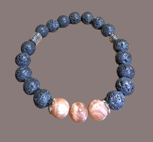 Peach Moonstone Volcanic Lava / Single Chakra