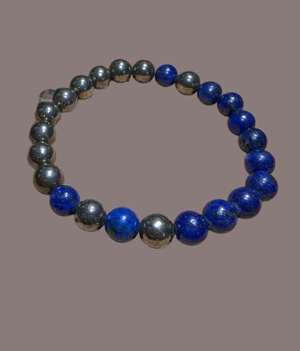 Lapis Lazuli & Pyrite Polished Half & Half 8mm