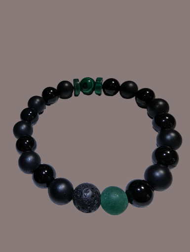 Malachite, Black Onyx, Green Aventurine & Volcanic Lava Stone 8mm