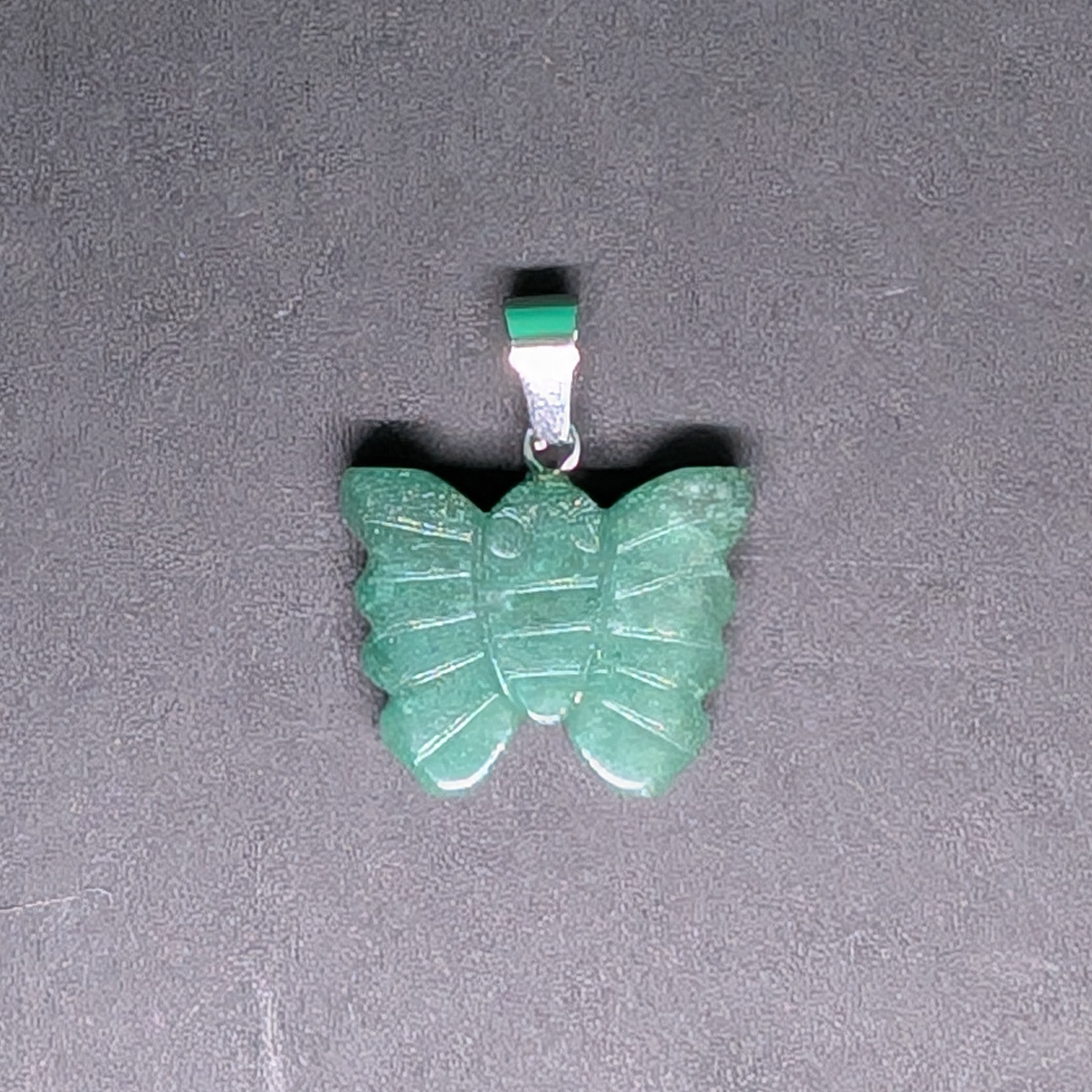 Hand-Carved Butterfly Pendant Green Aventurine
