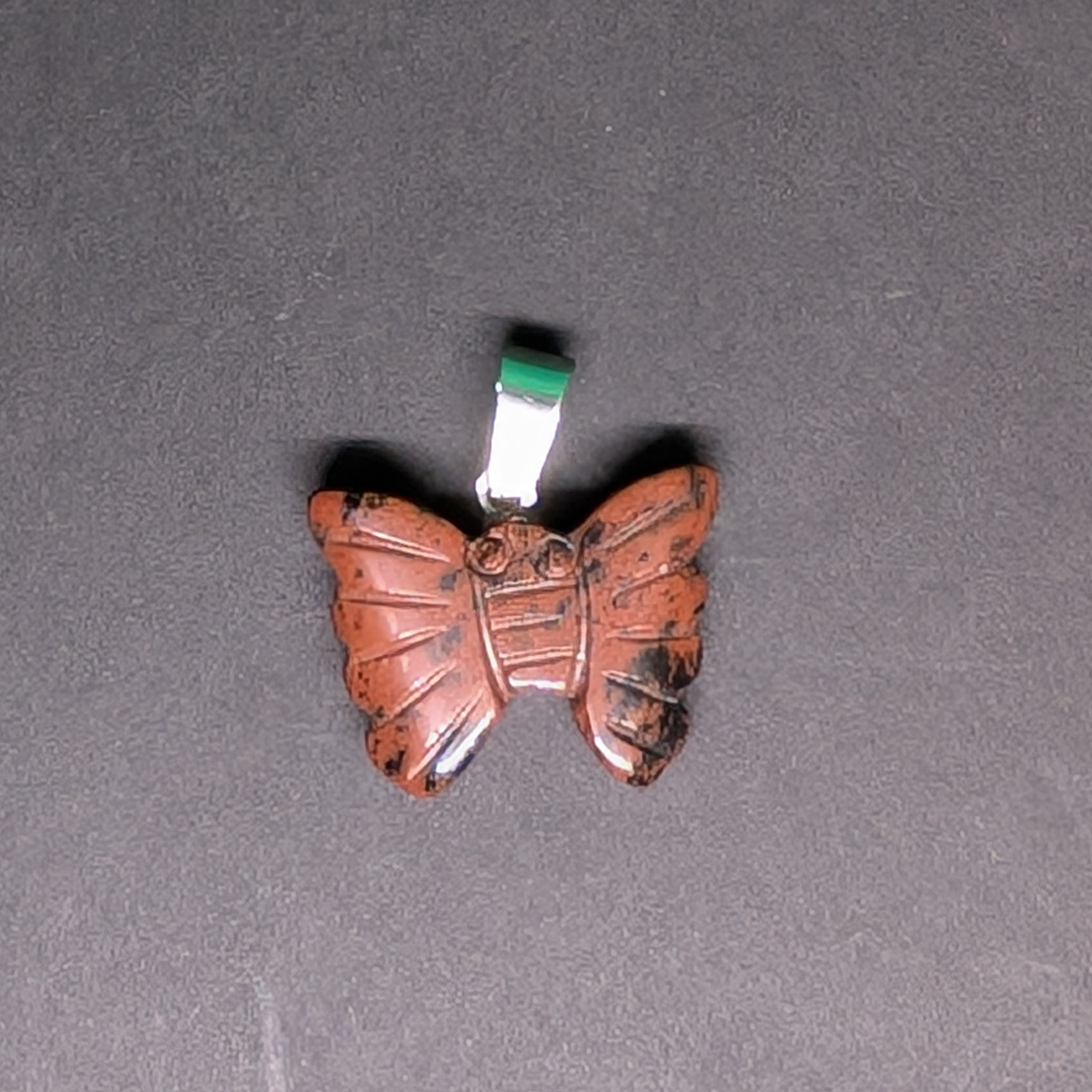 Hand-Carved Butterfly Pendant Mahogany Obsidian