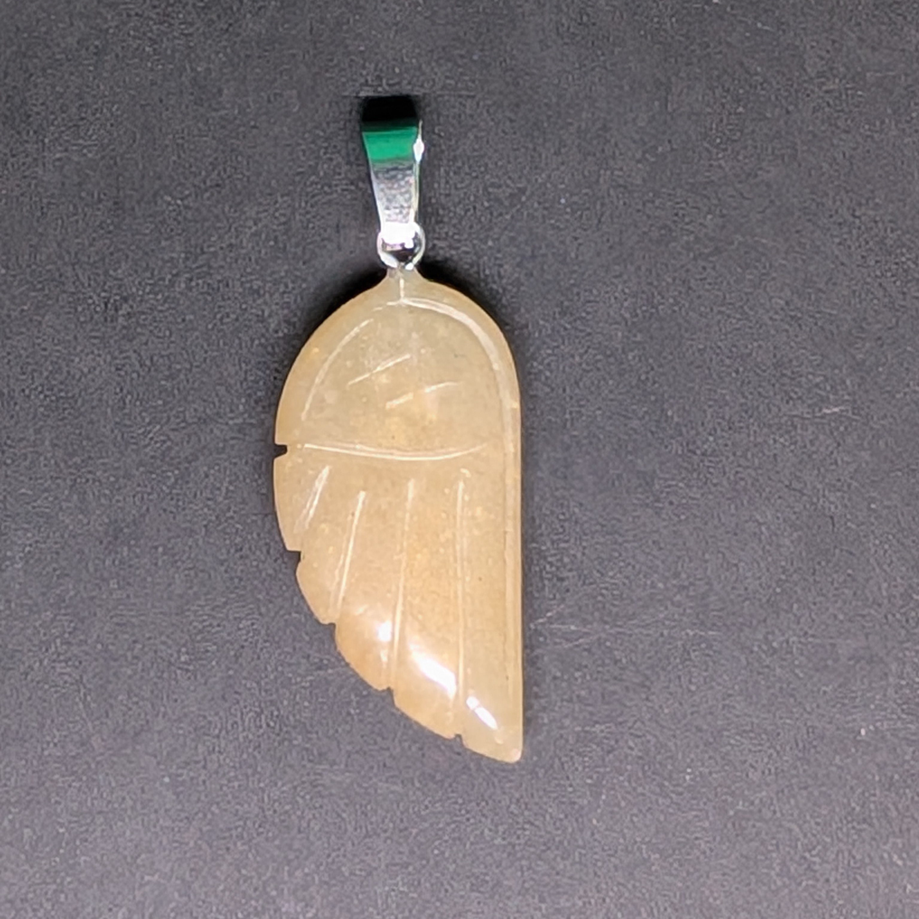 Hand-Carved Wing Pendant Yellow Aventurine