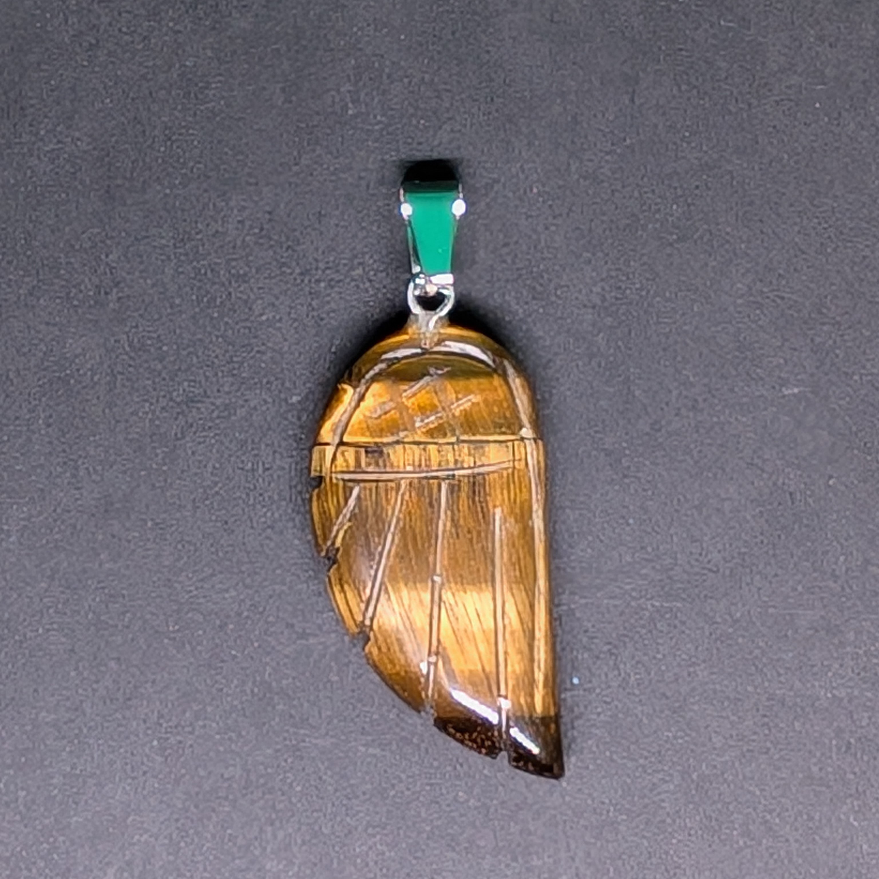 Hand-Carved Wing Pendant Tiger's Eye