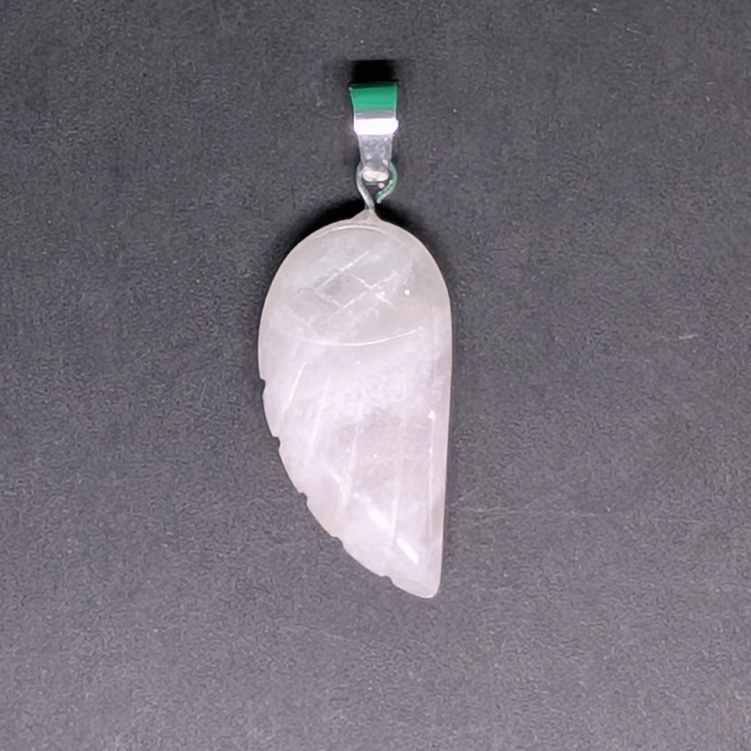 Hand-Carved Wing Pendant Rose Quartz