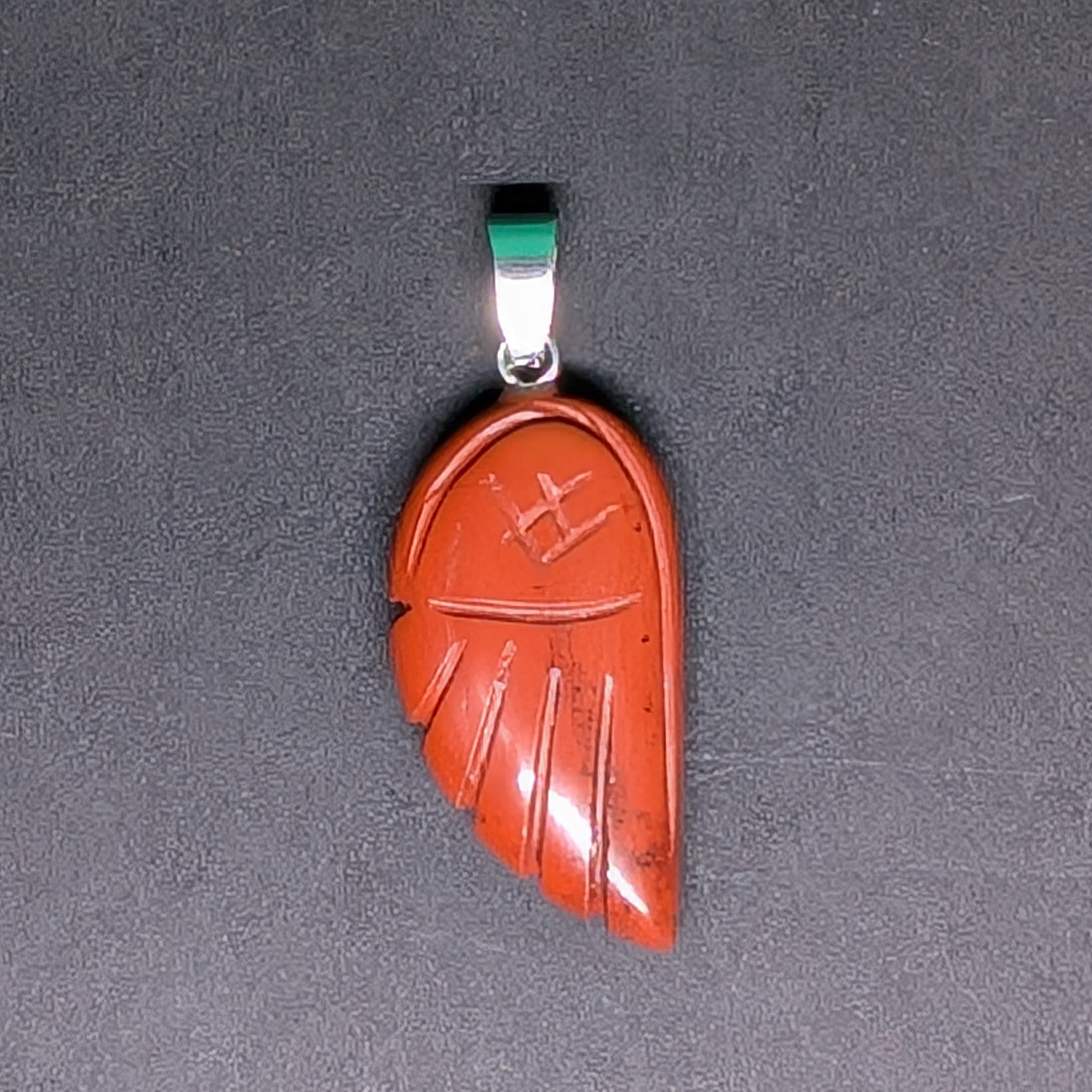 Hand-Carved Wing Pendant Red Jasper