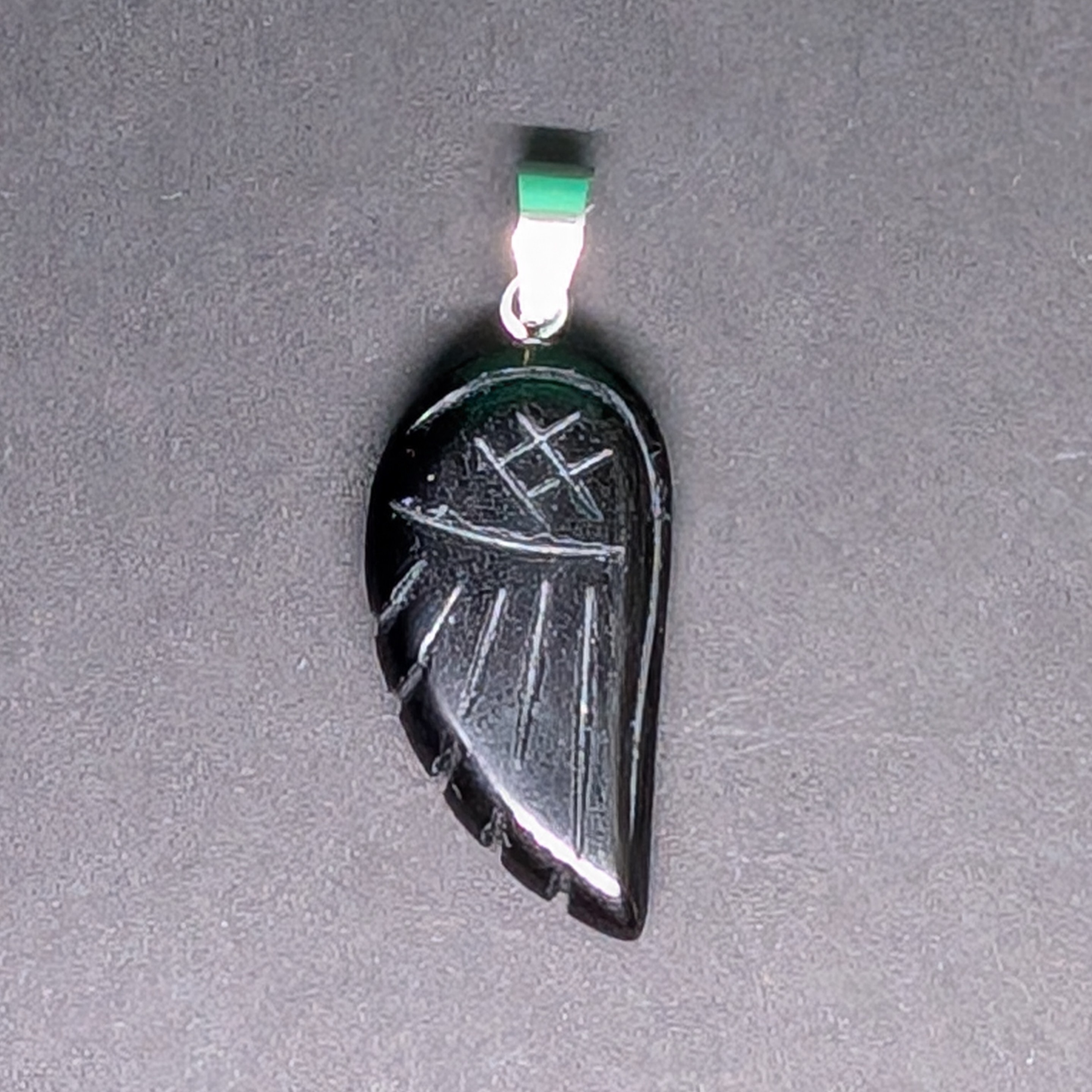 Hand-Carved Wing Pendant Black Onyx