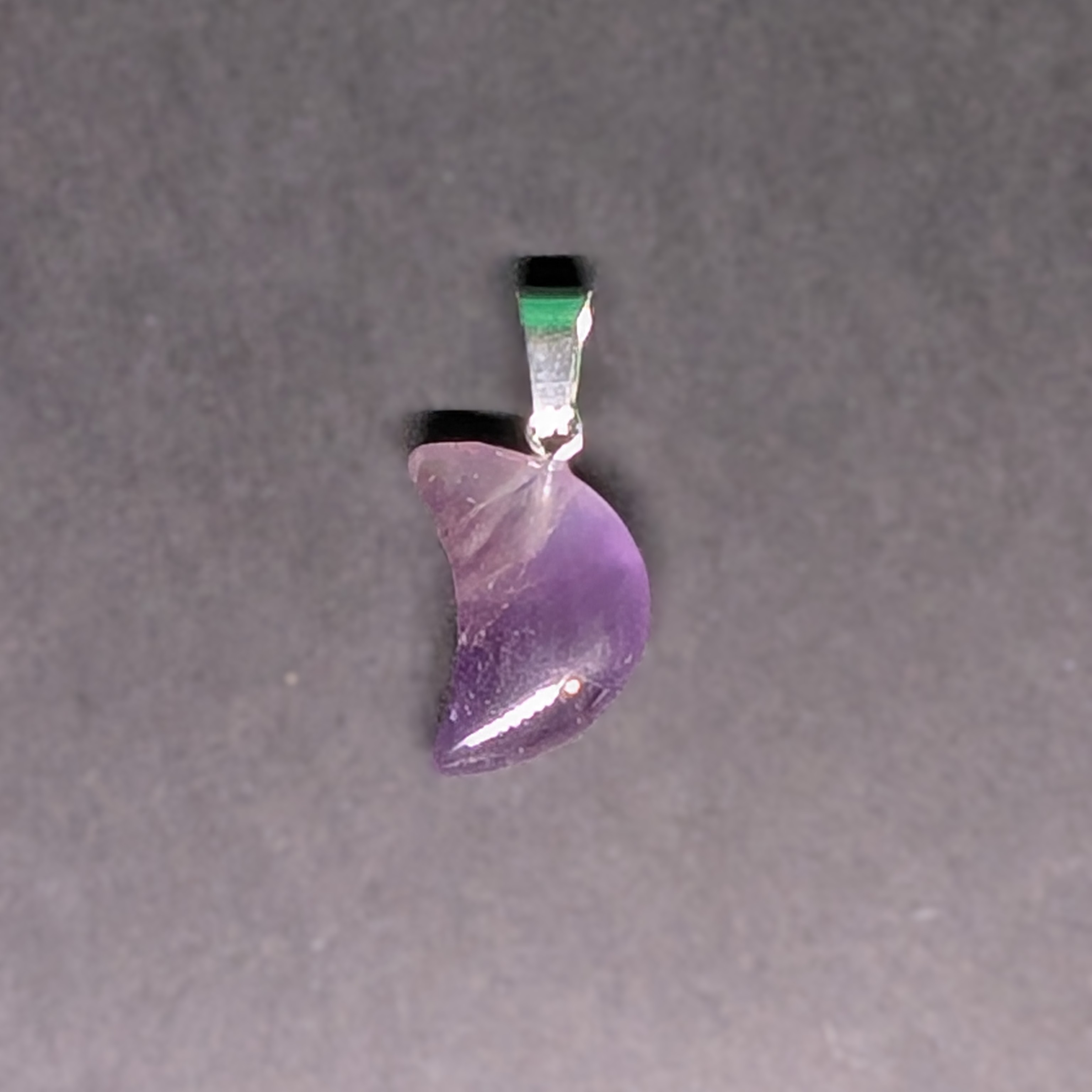 Hand-Carved Crescent Pendant Amethyst