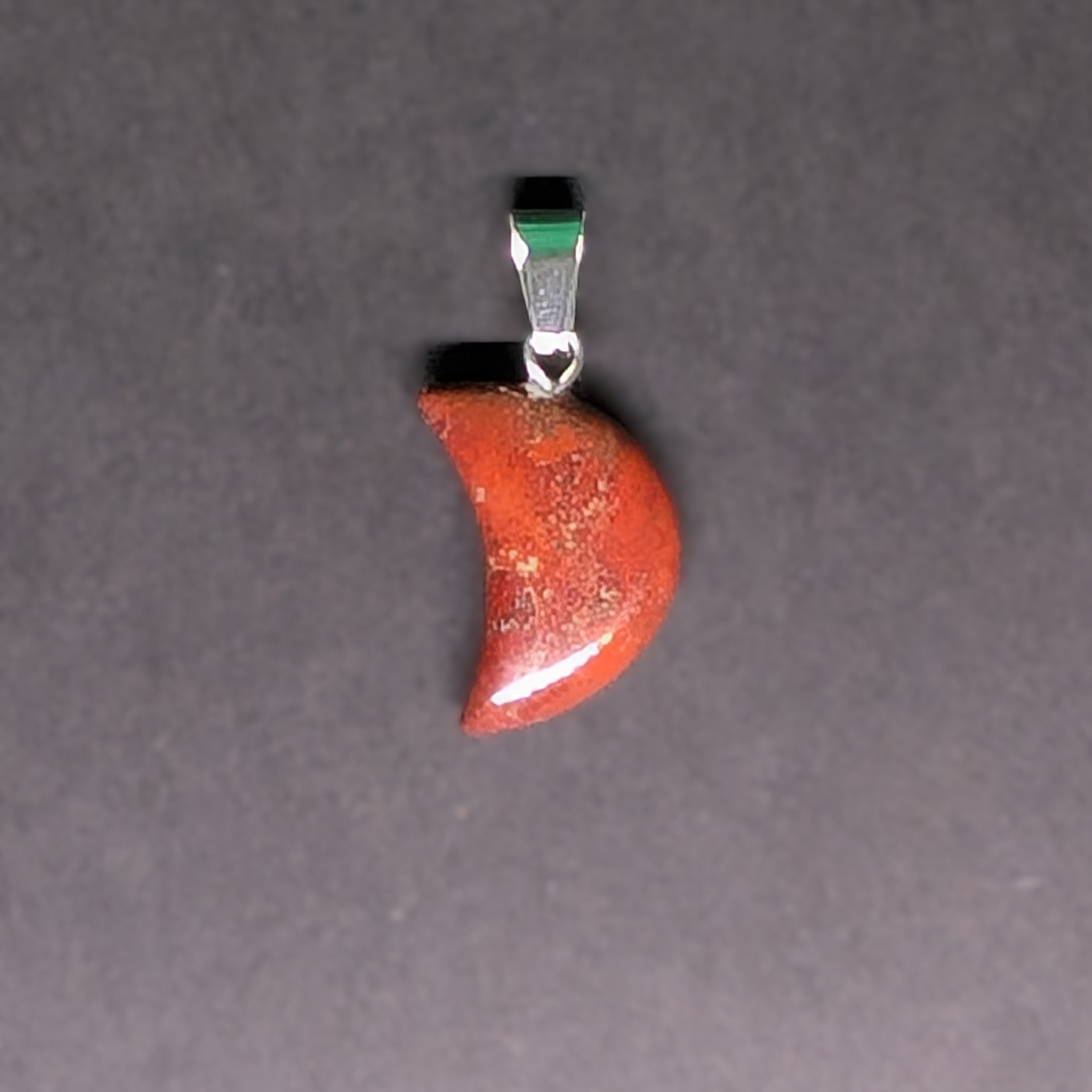 Hand-Carved Crescent Pendant Red Jasper