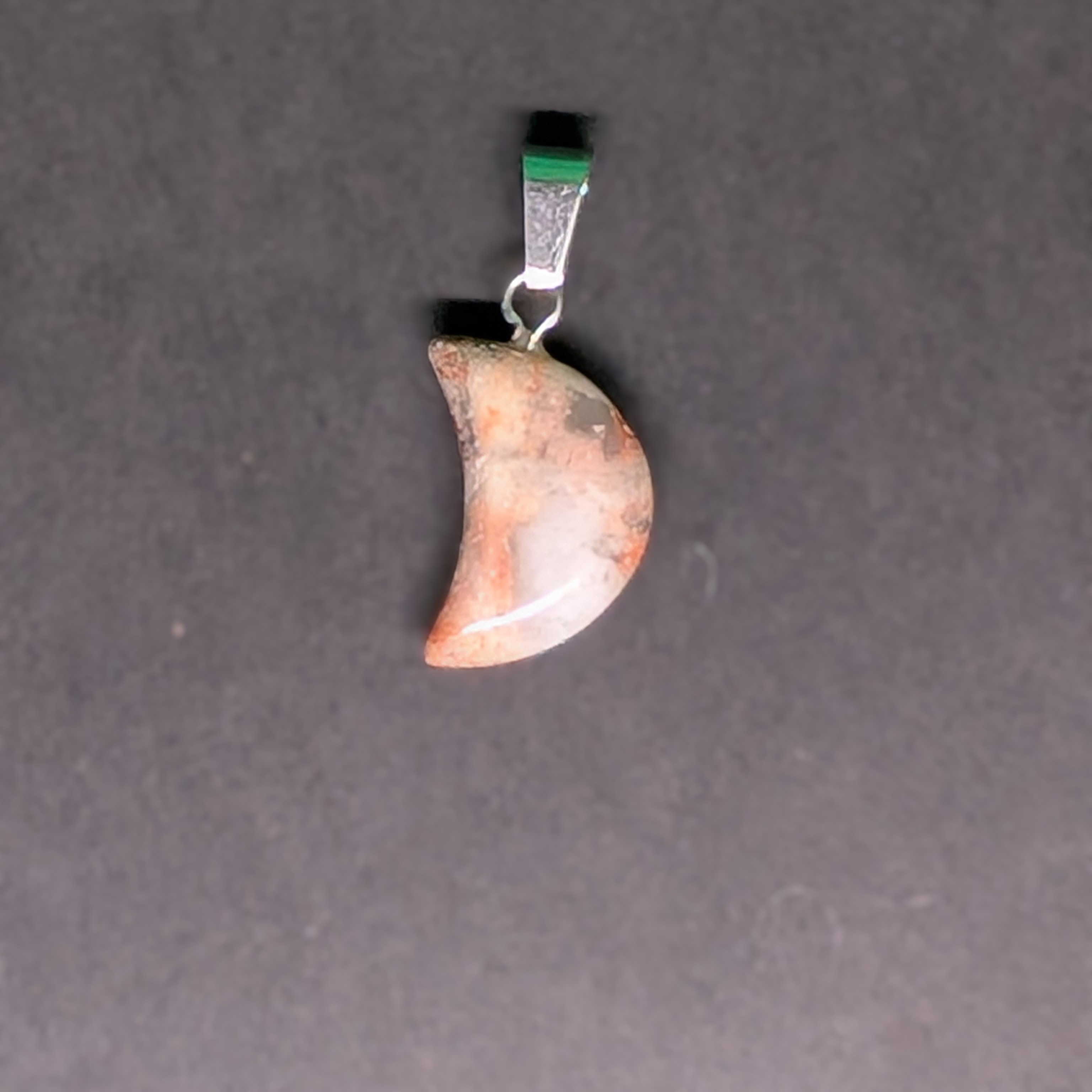 Hand-Carved Crescent Pendant Crazy Lace Agate