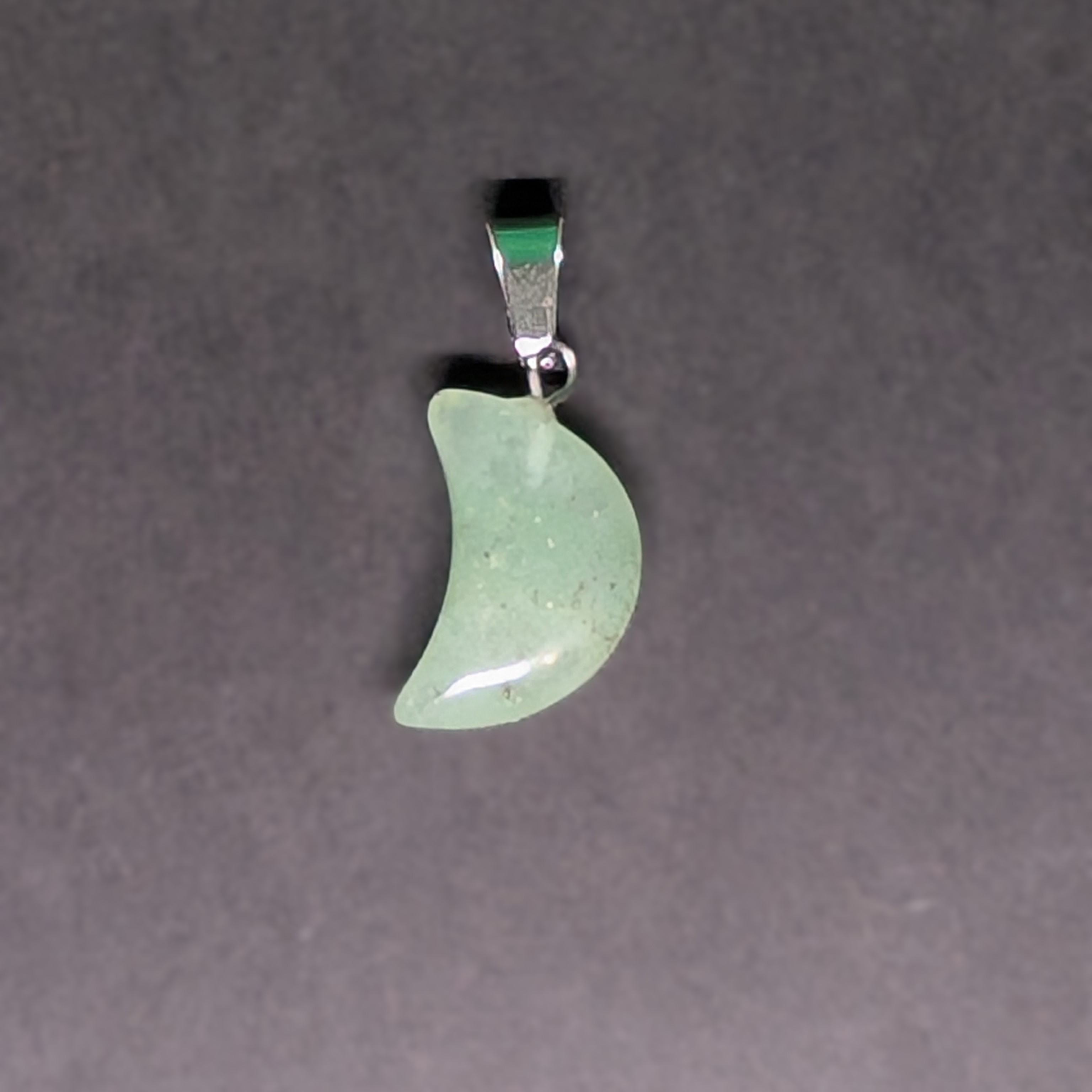 Hand-Carved Crescent Pendant Green Aventurine