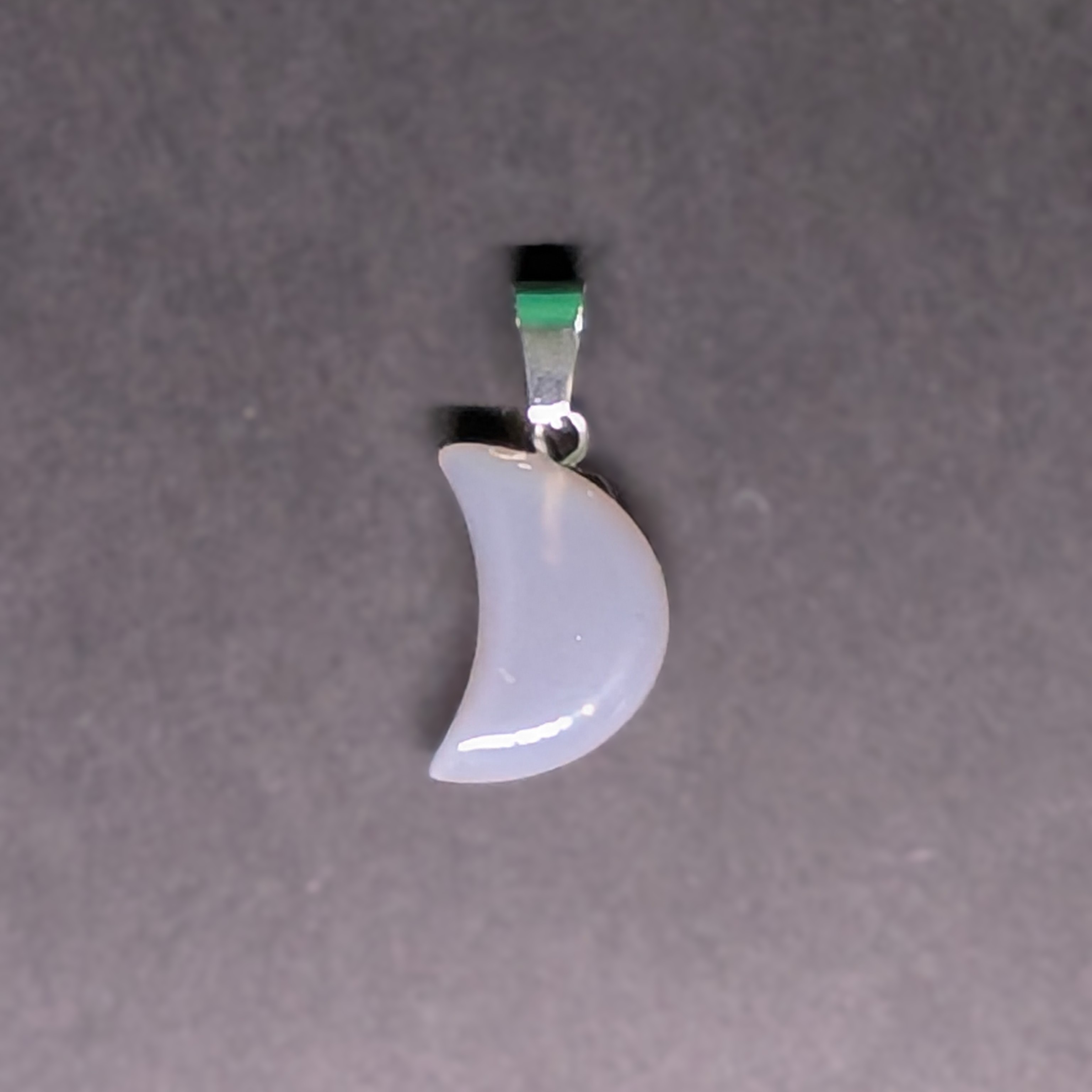 Hand-Carved Crescent Pendant Grey Agate