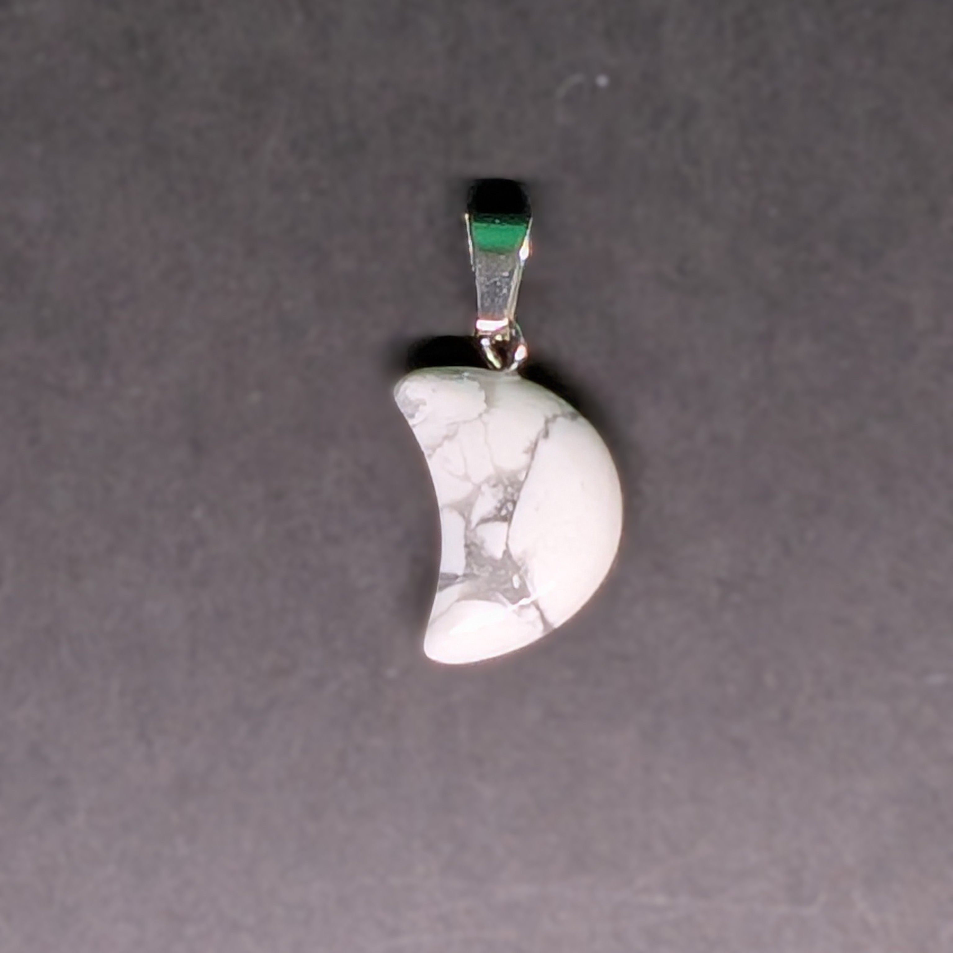 Hand-Carved Crescent Pendant Howlite