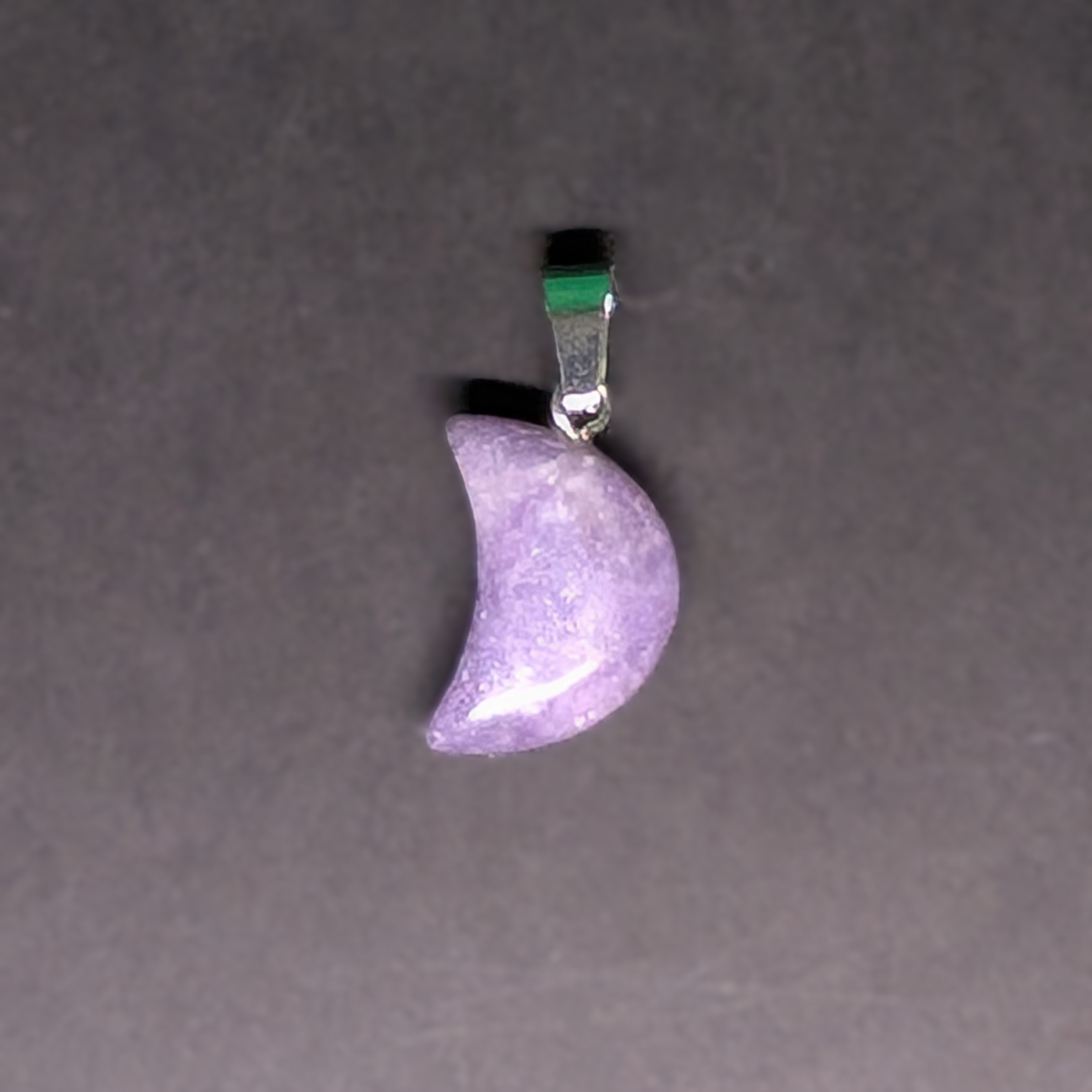 Hand-Carved Crescent Pendant Lepidolite