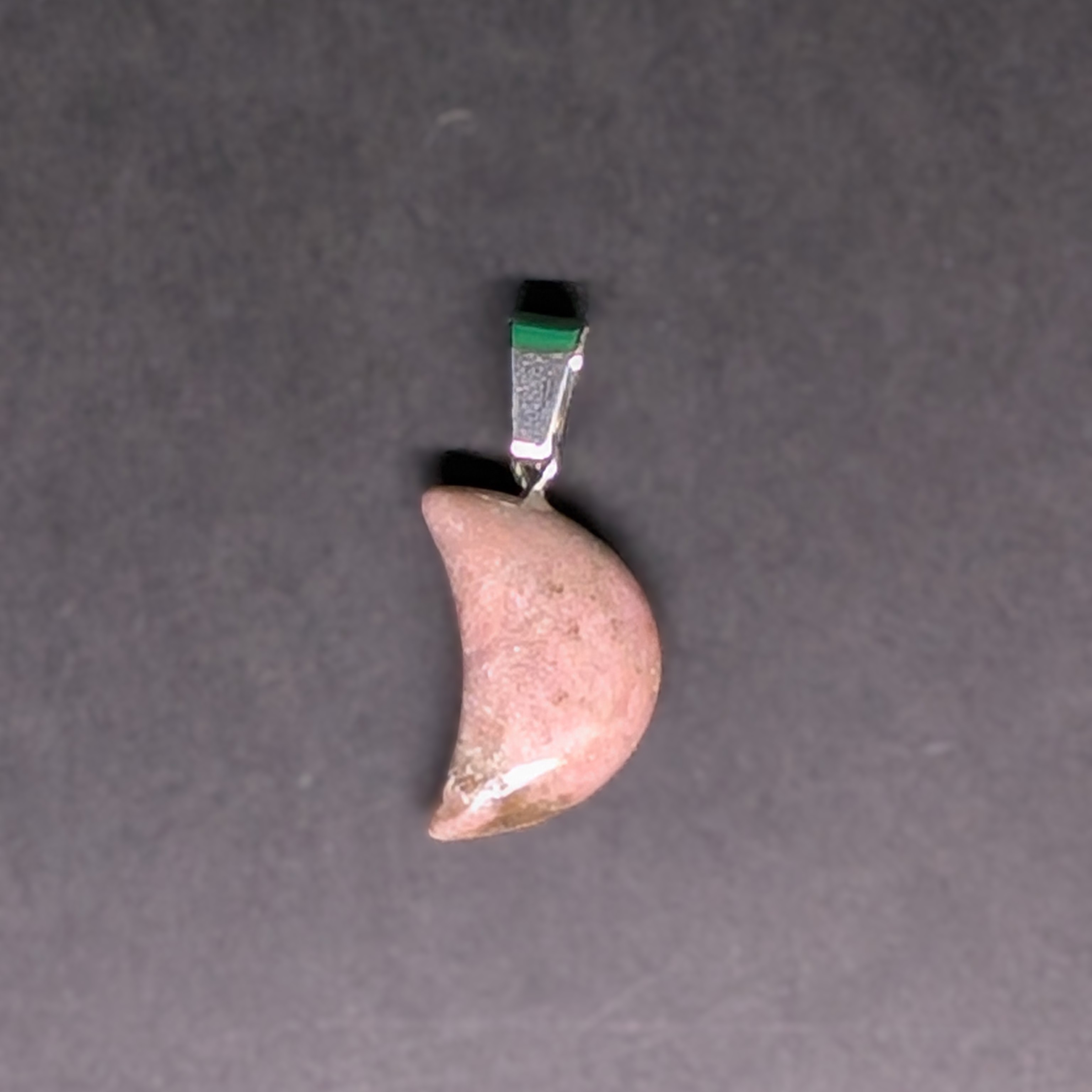Hand-Carved Crescent Pendent Pink Rhodonite