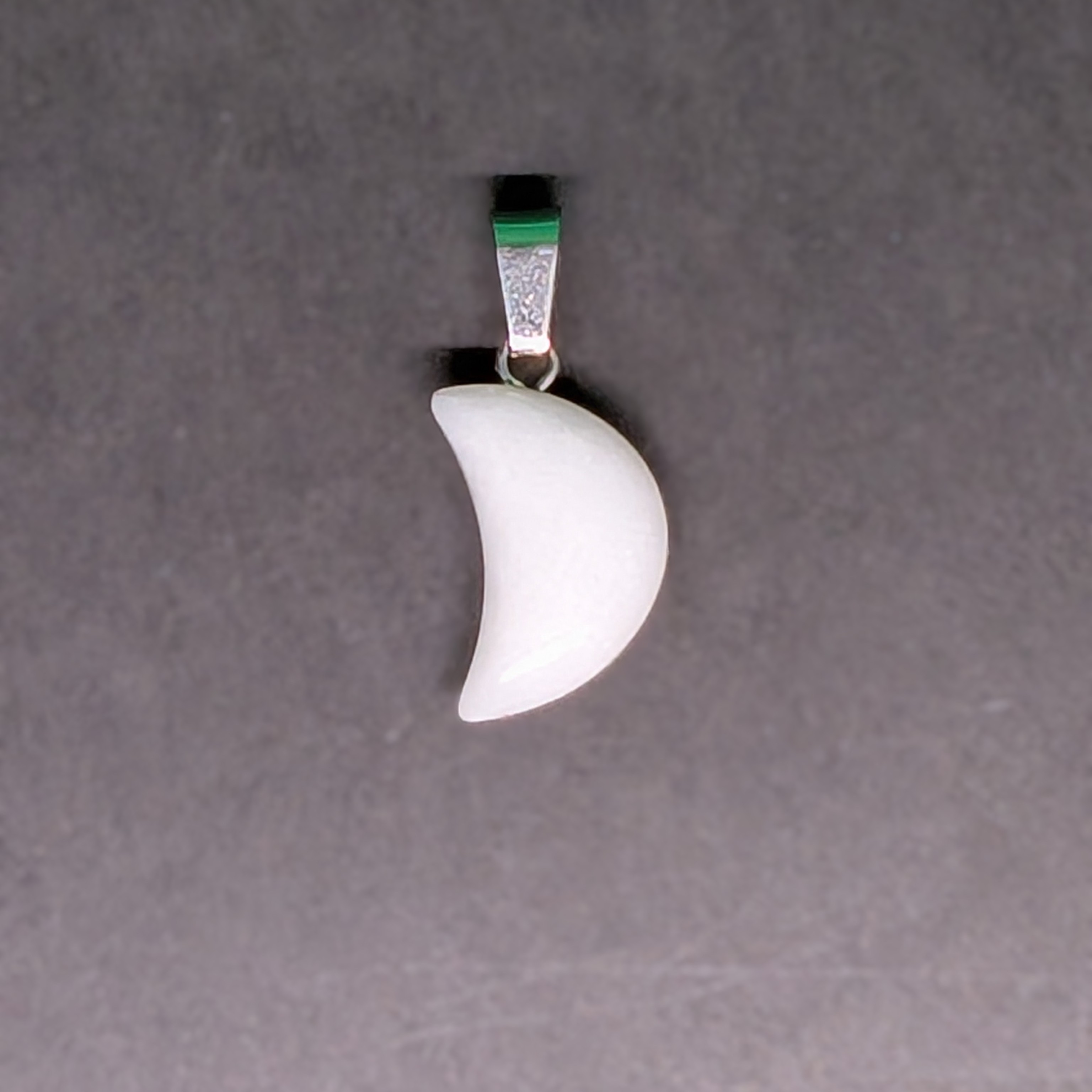 Hand-Carved Crescent Pendant White Jade