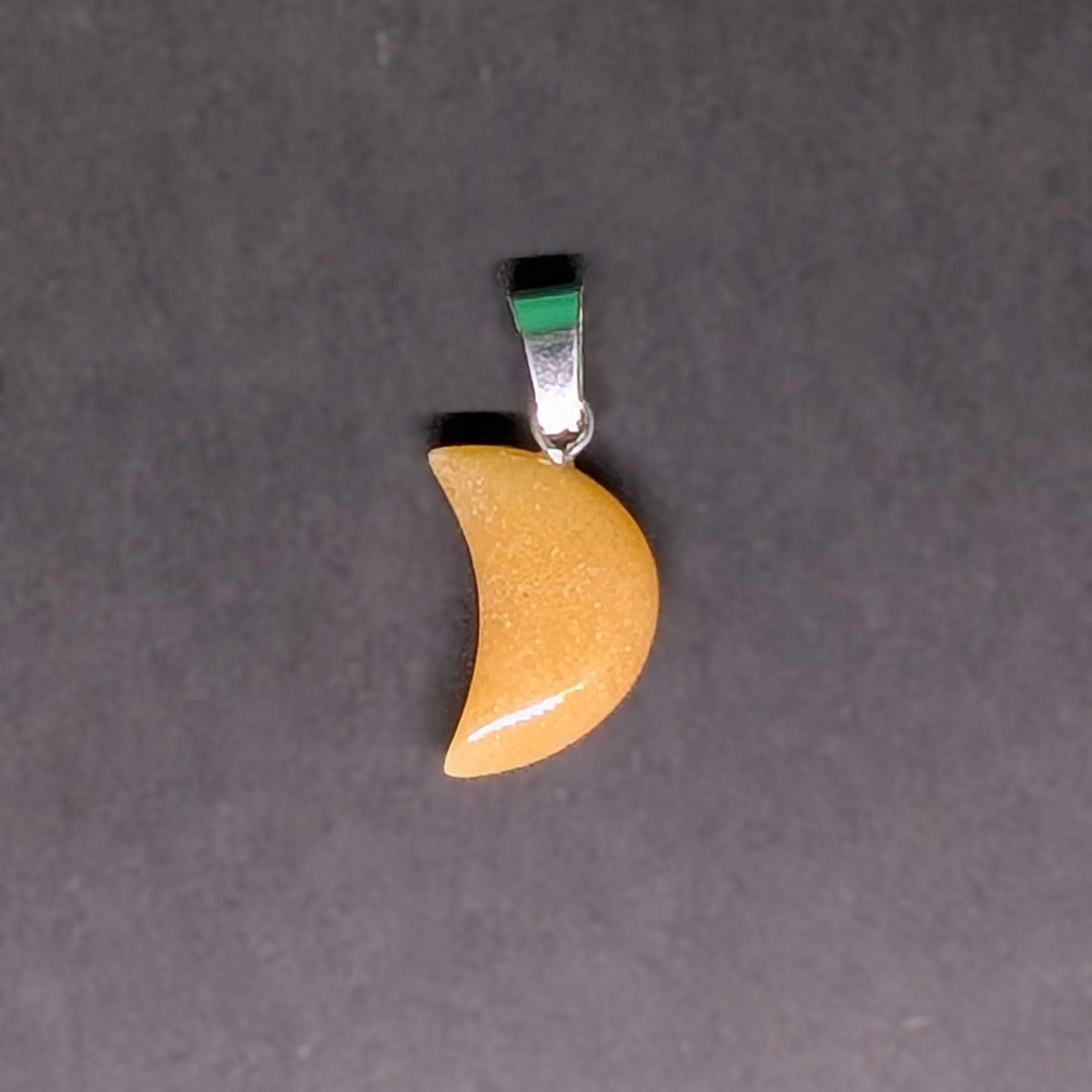 Hand-Carved Crescent Pendant Yellow Aventurine