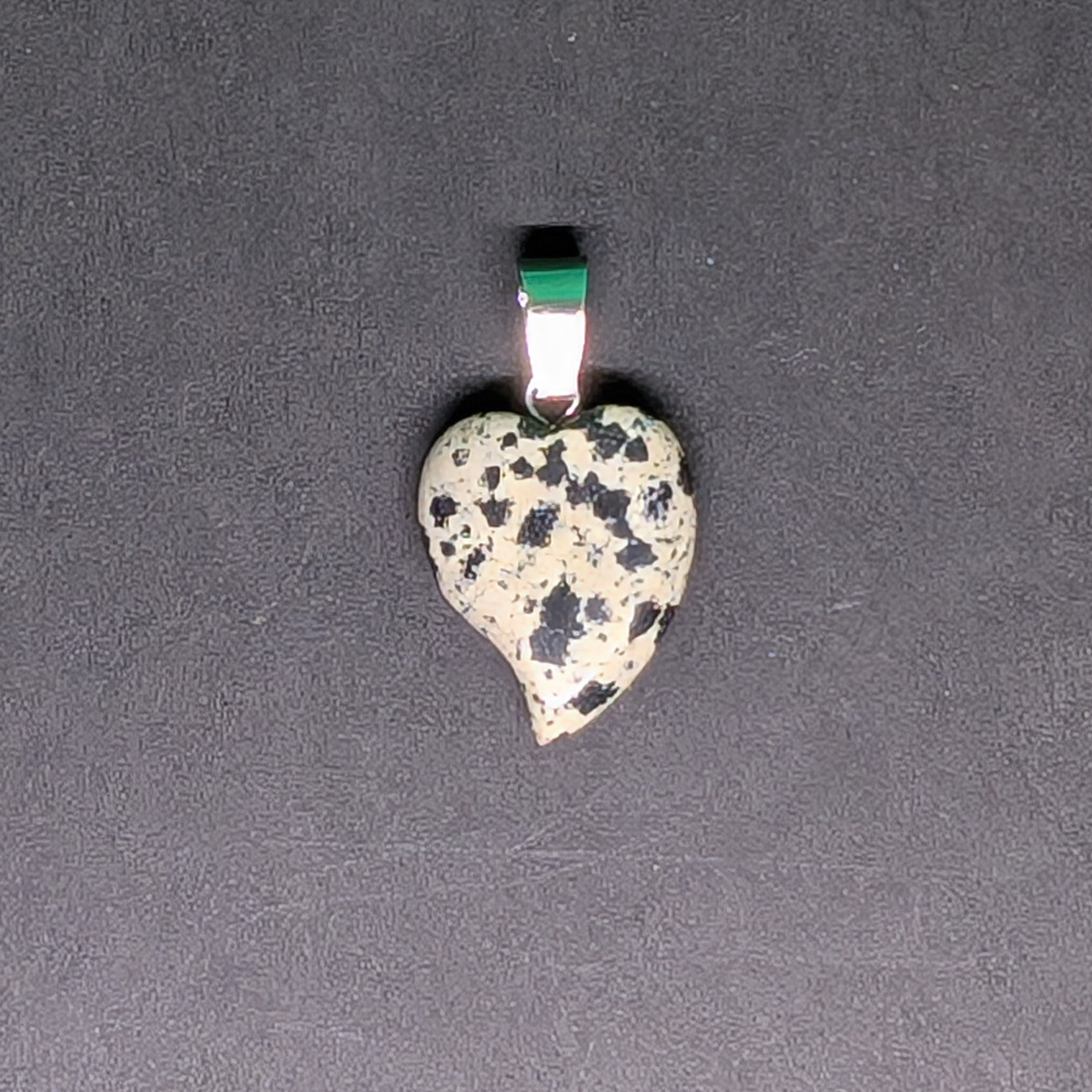 Hand-Carved Heart Pendant Dalmatian Stone