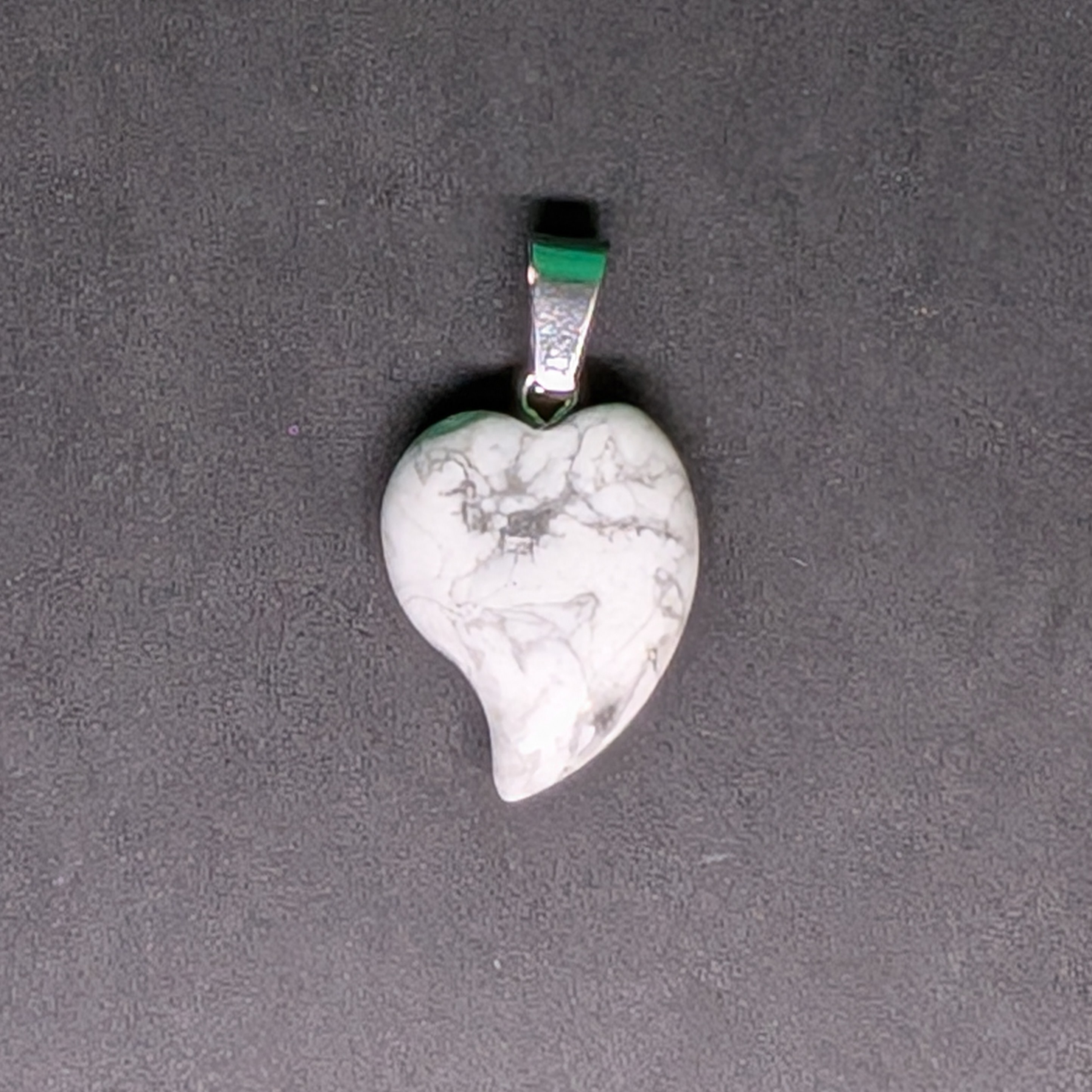 Hand-Carved Drop Heart Pendant Howlite