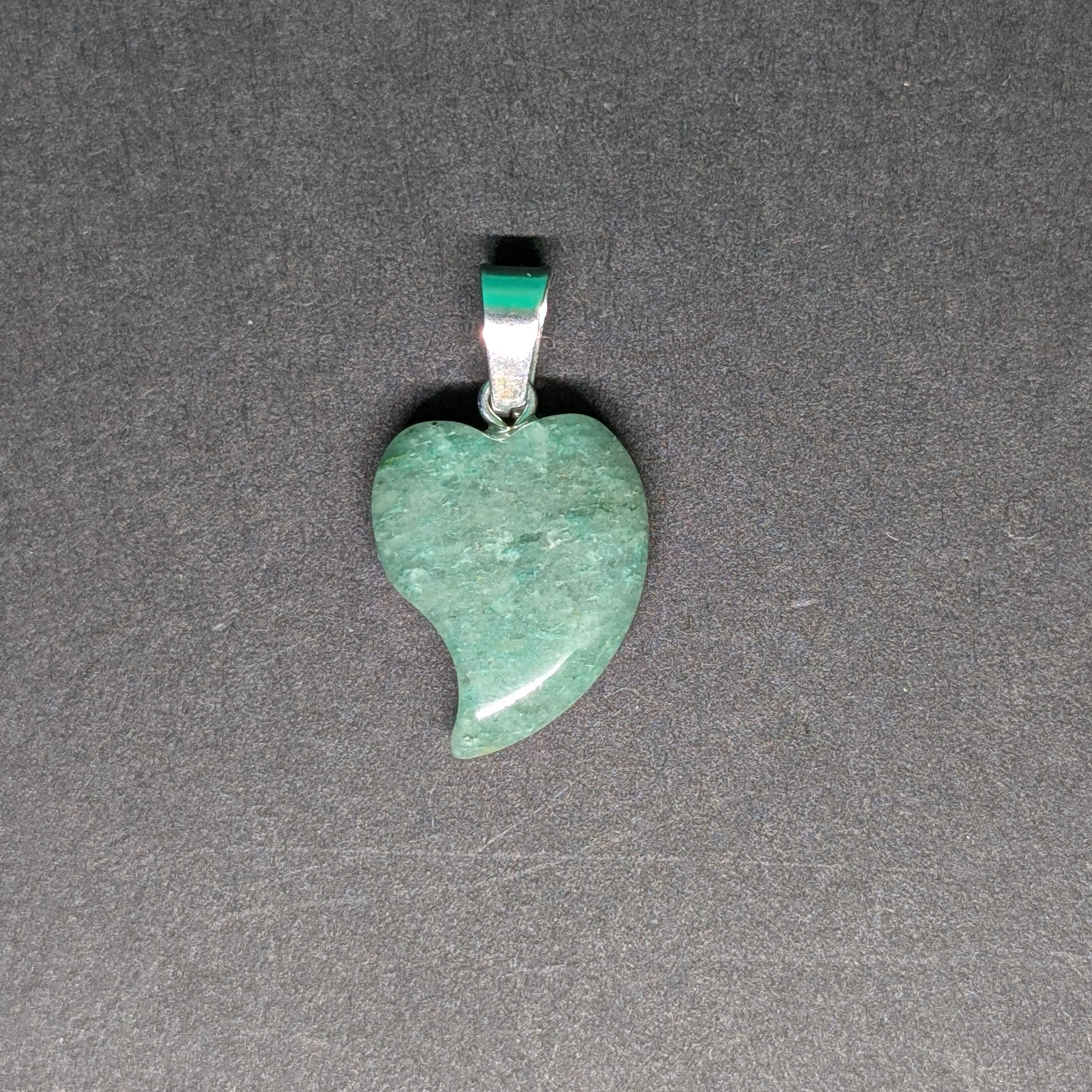 Hand-Carved Drop Heart Pendant Green Aventurine