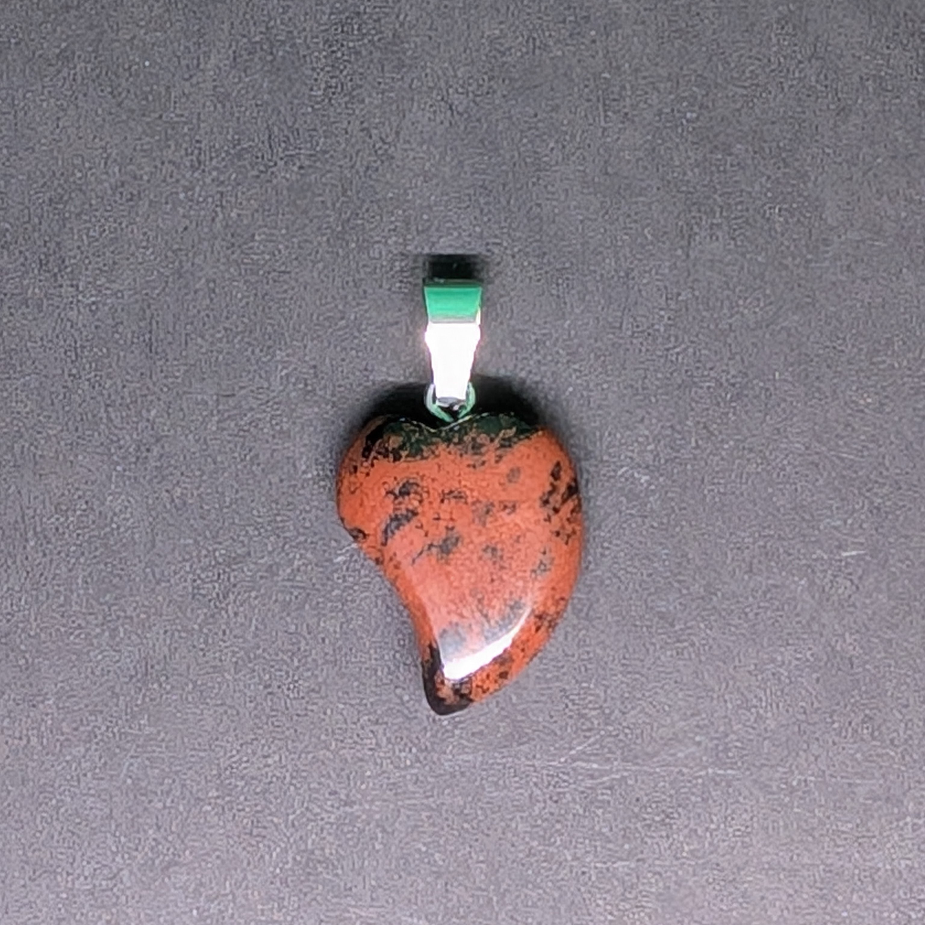 Hand-Carved Drop Heart Pendant Mahogany Obsidian