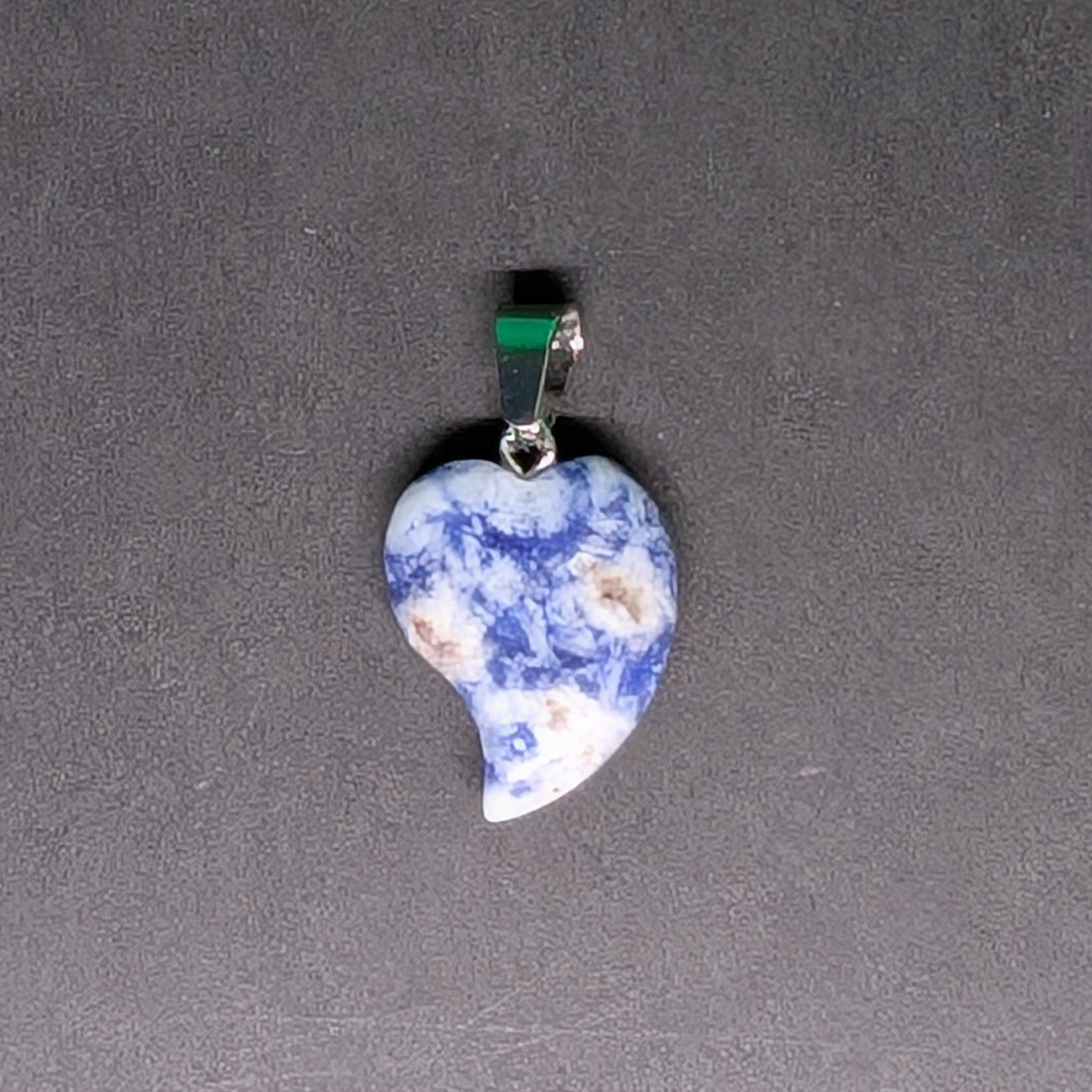 Hand-Carved Drop Heart Pendant Sodalite