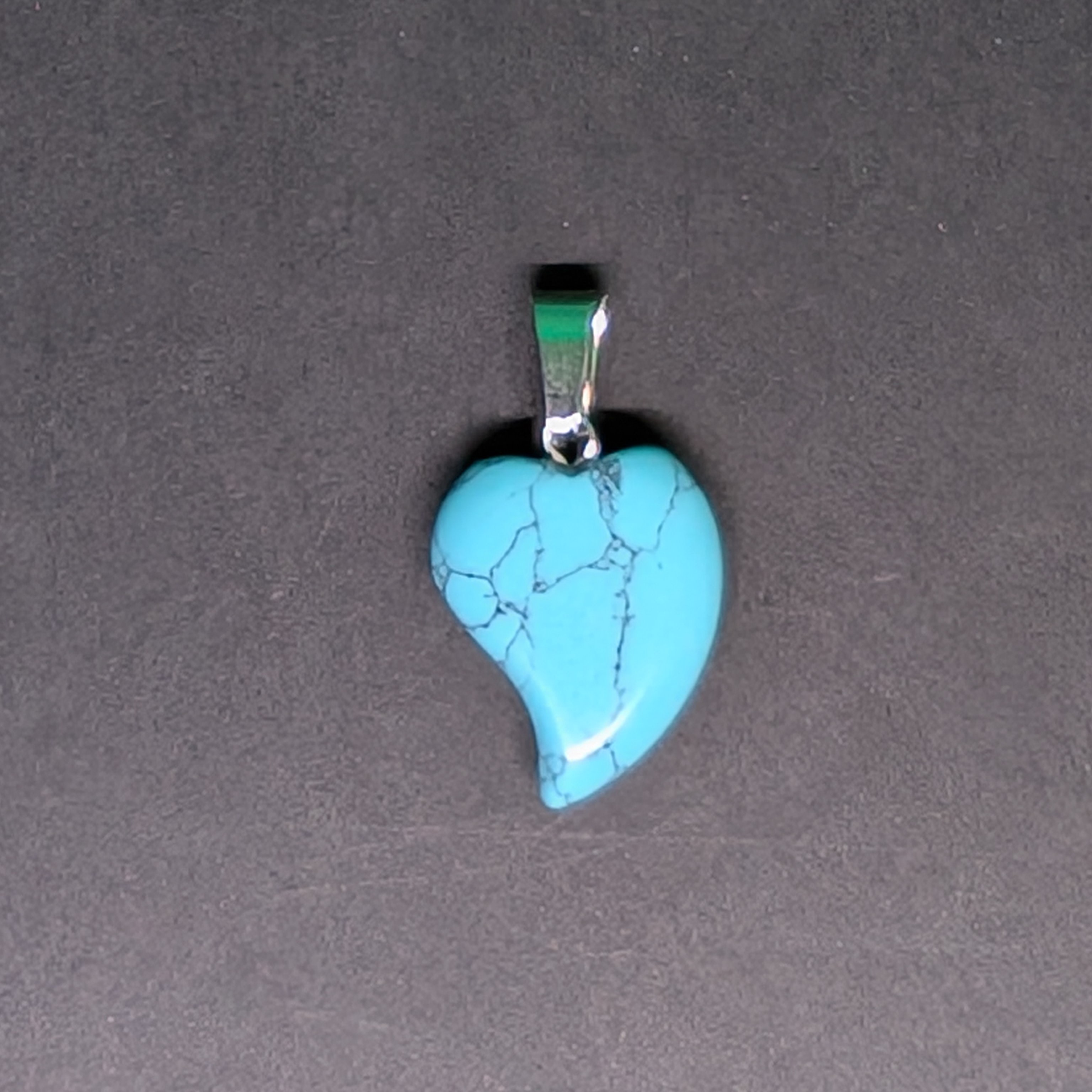 Hand-Carved Drop Heart Stabilized Turquoise