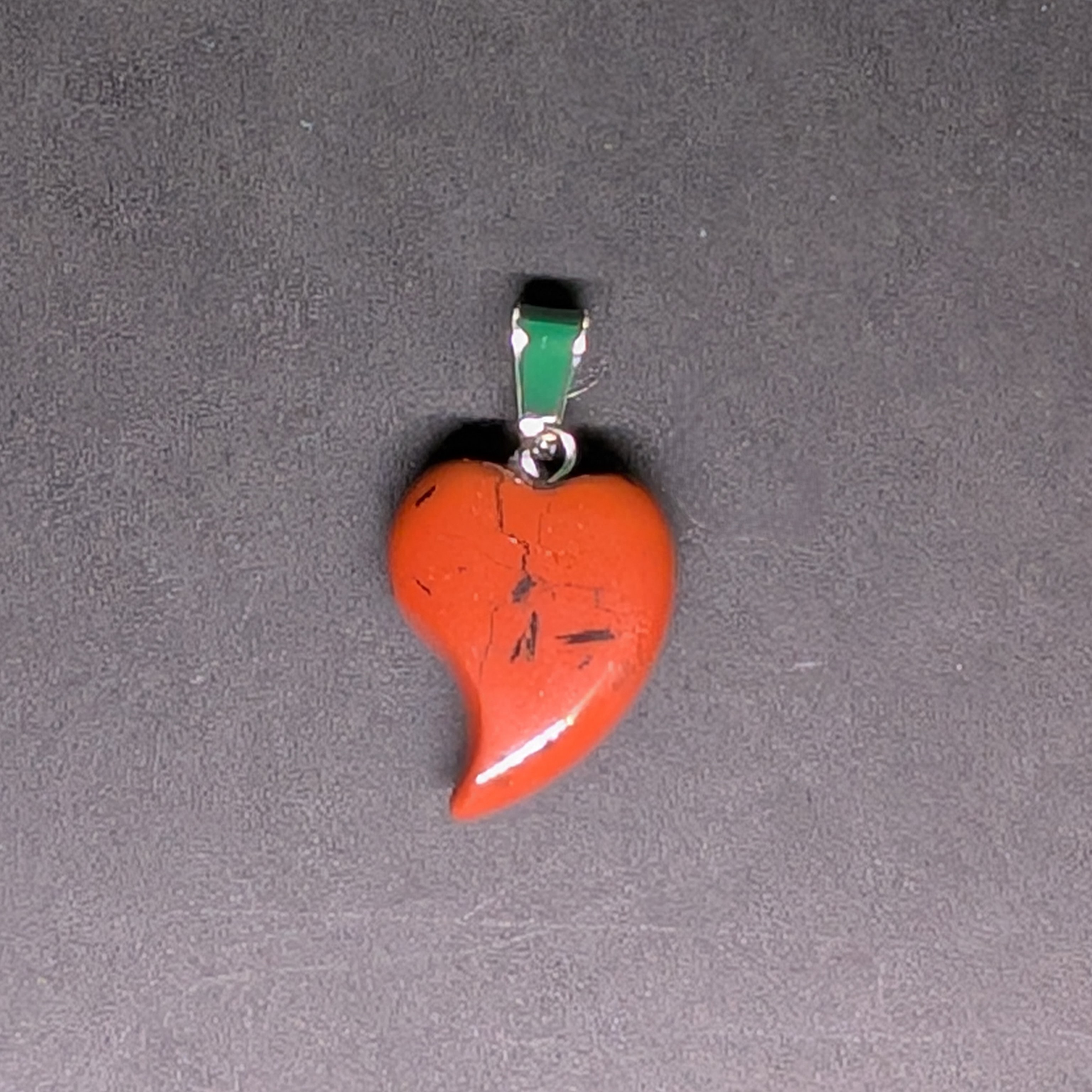 Hand-Carved Drop Heart Pendant Red Jasper