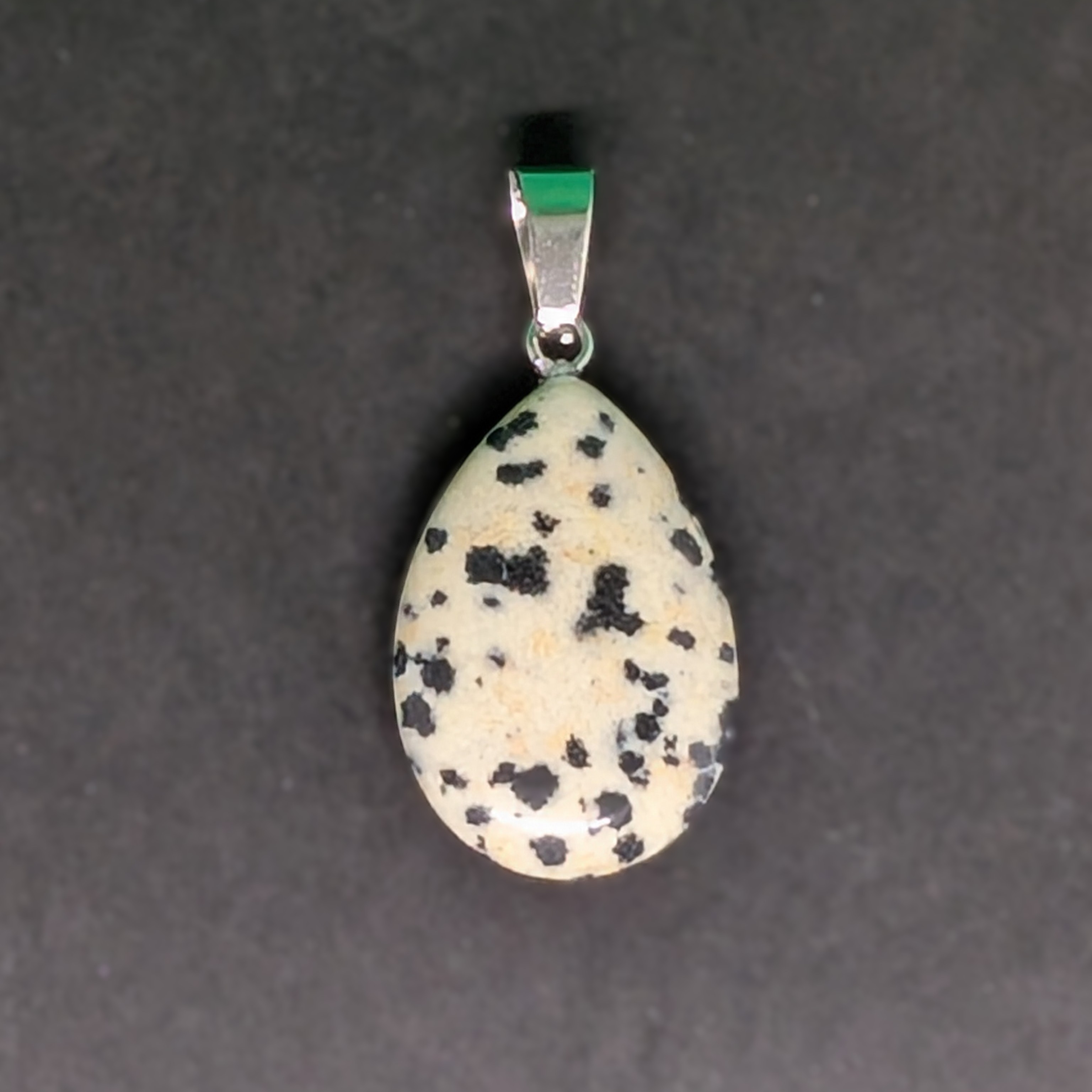 Hand-Carved Drop Pendant Dalmatian Stone