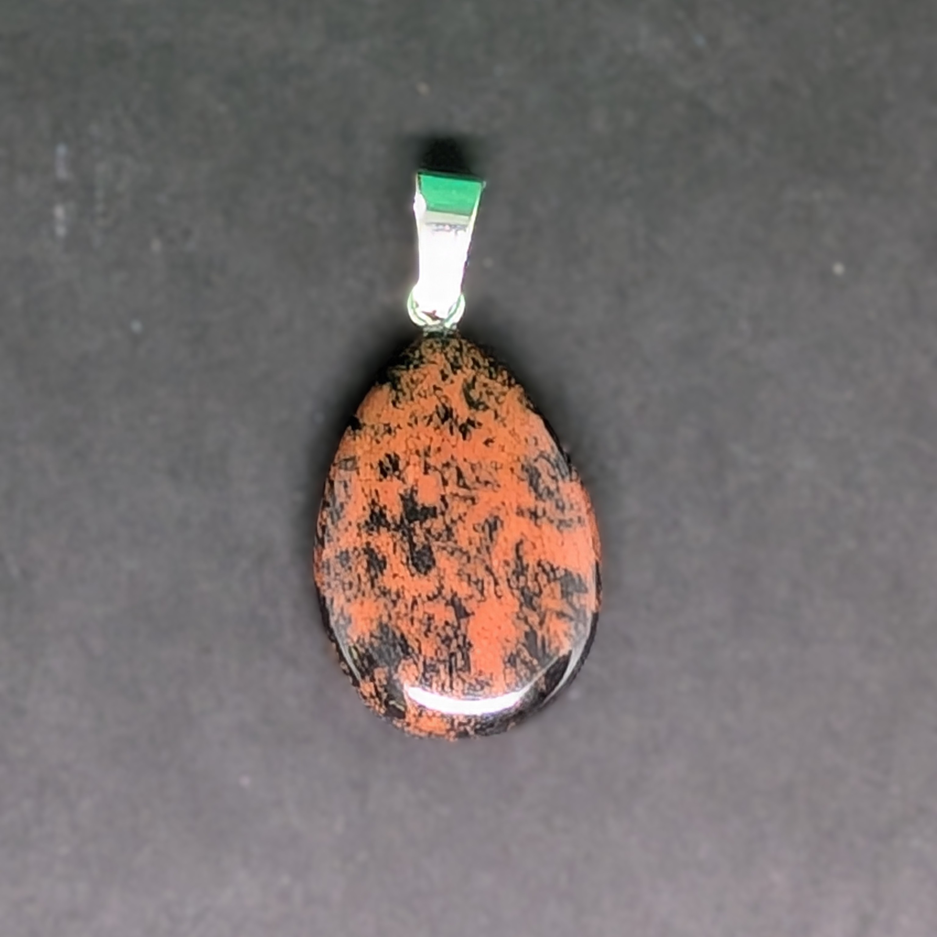 Hand-Carved Drop Pendant Mahogany Obsidian