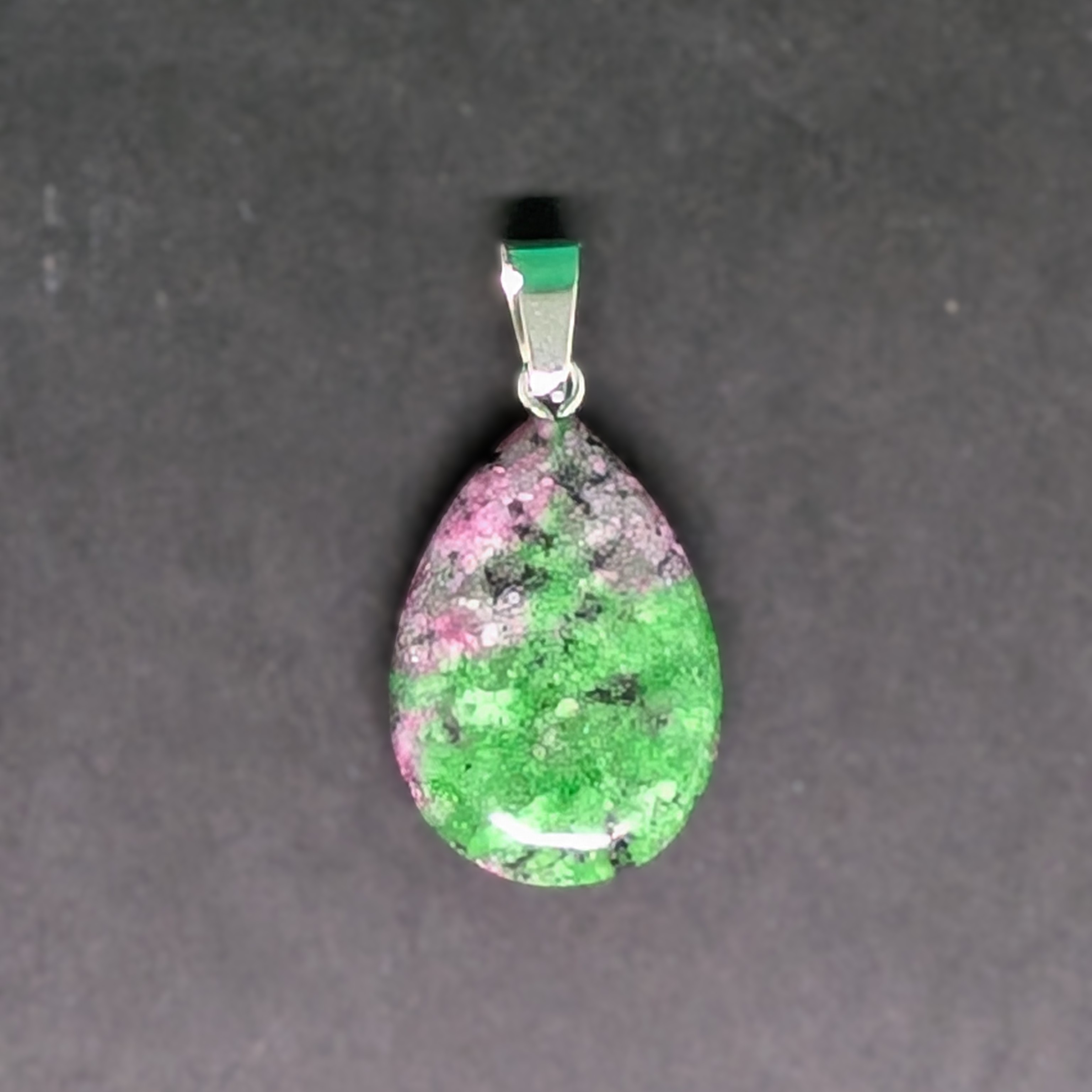 Hand-Carved Drop Pendant Ruby on Zoisite