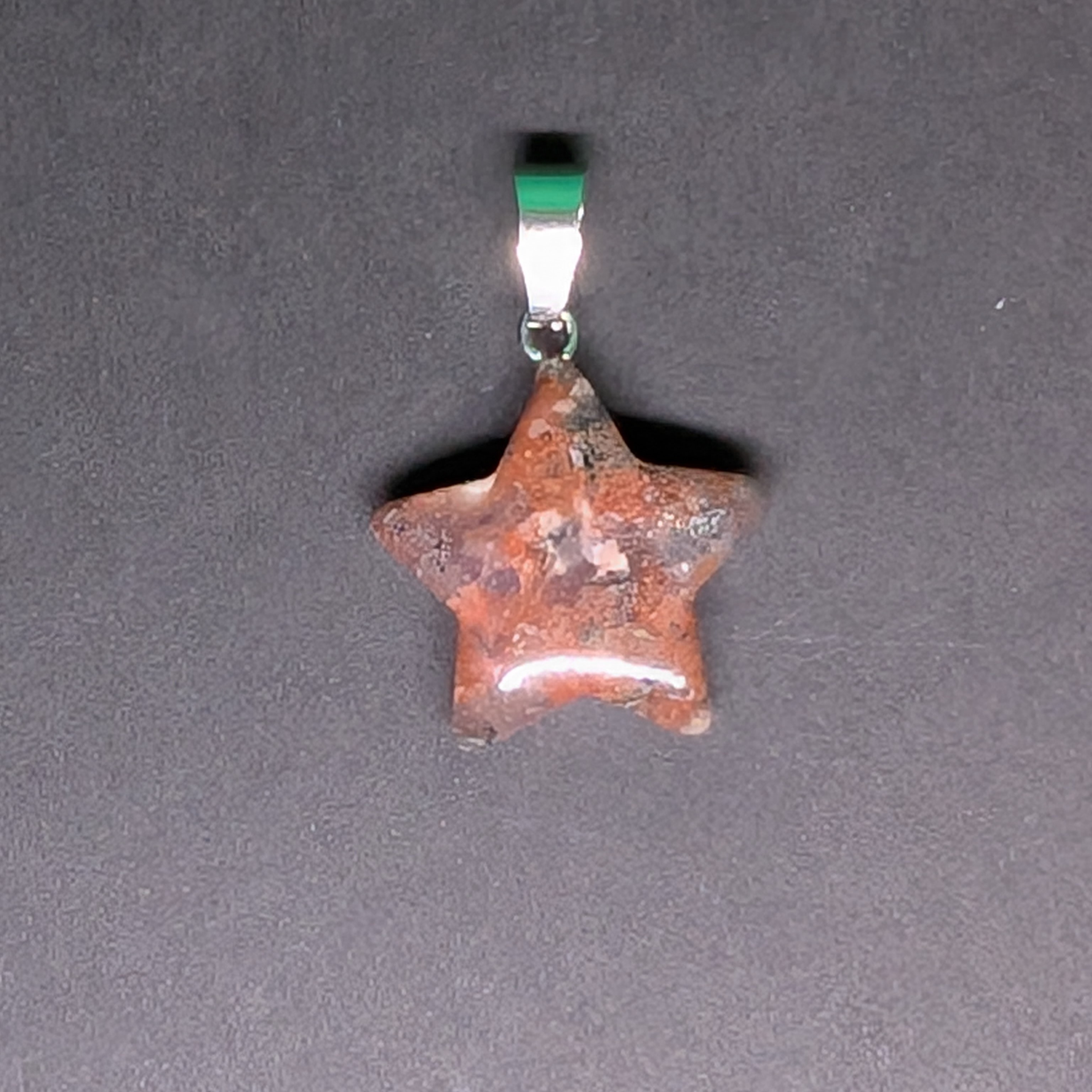 Hand-Carved Star Pendant Brecciated Jasper