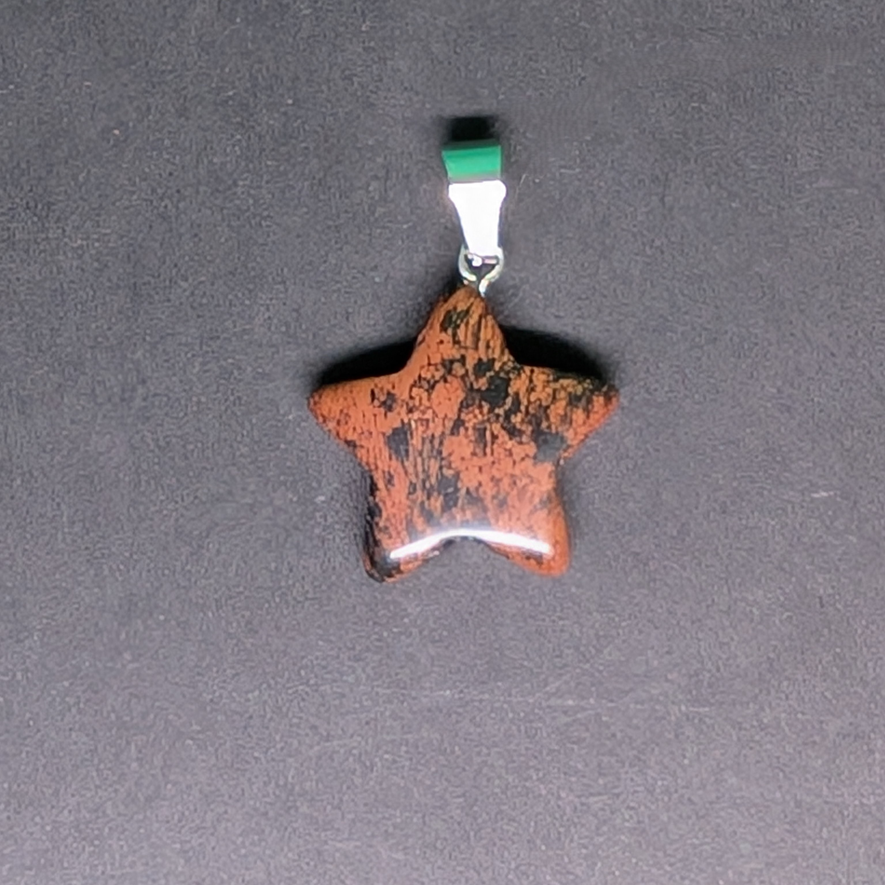 Hand-Carved Star Pendant Mahogany Obsidian
