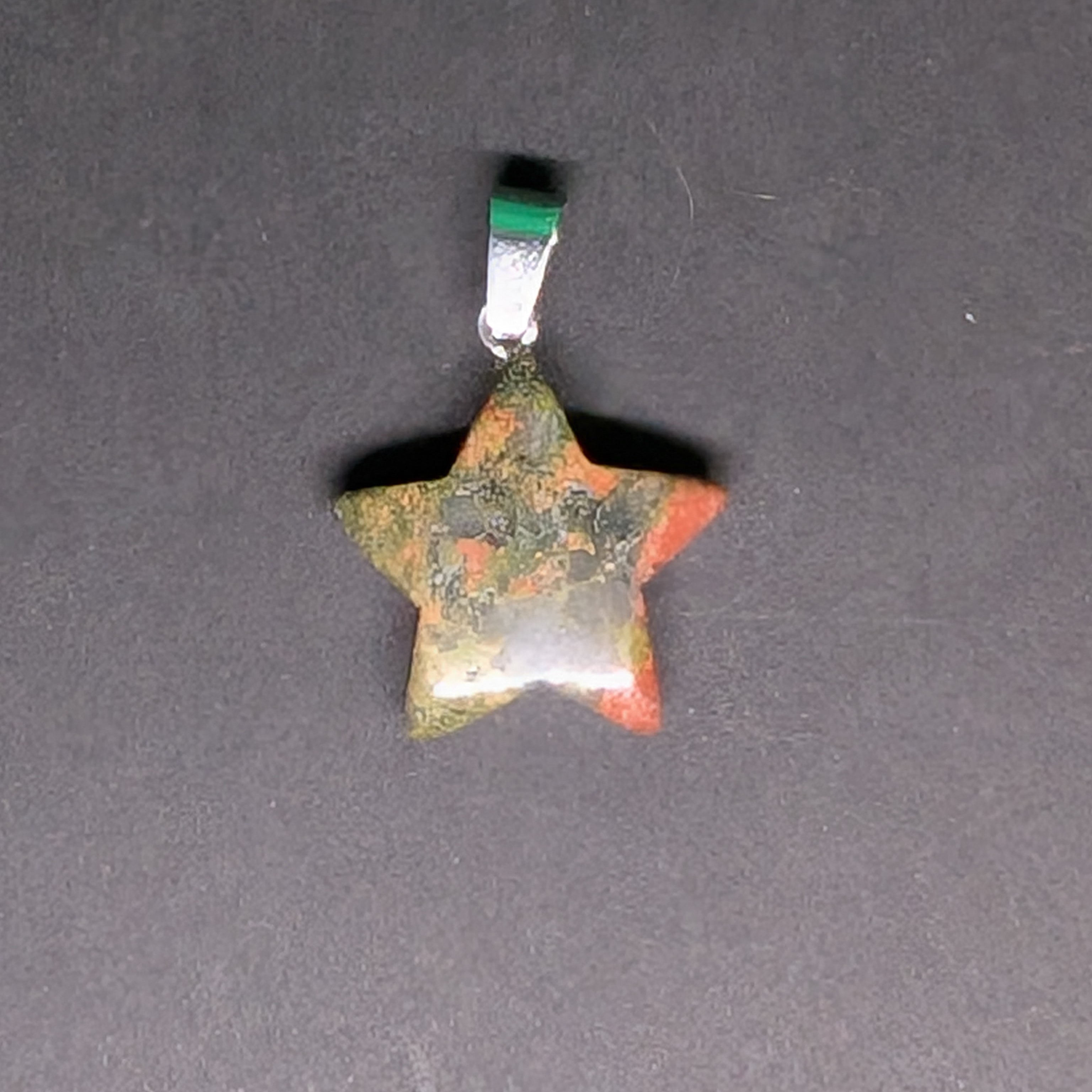 Hand-Carved Star Pendant Unakite