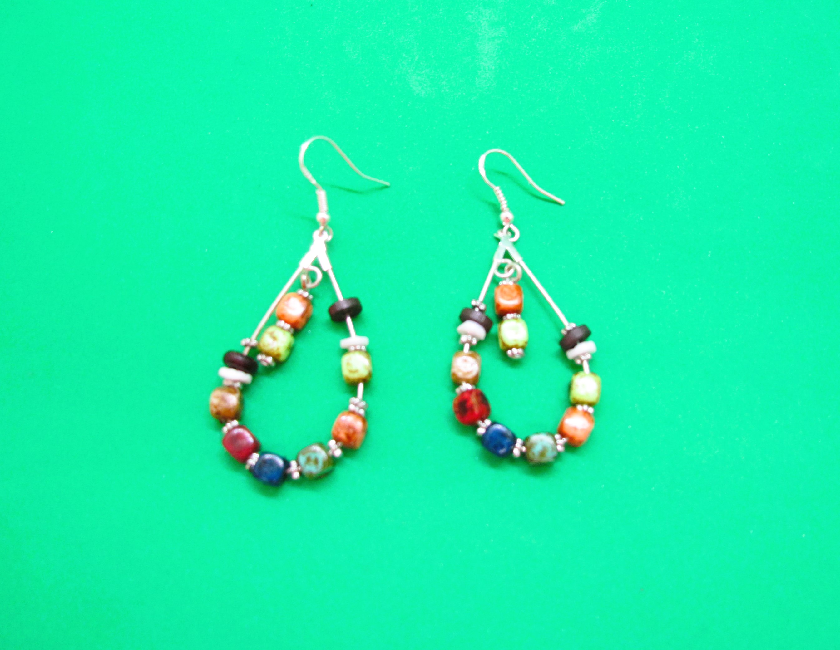 Multi coloured cubed gemstone set.