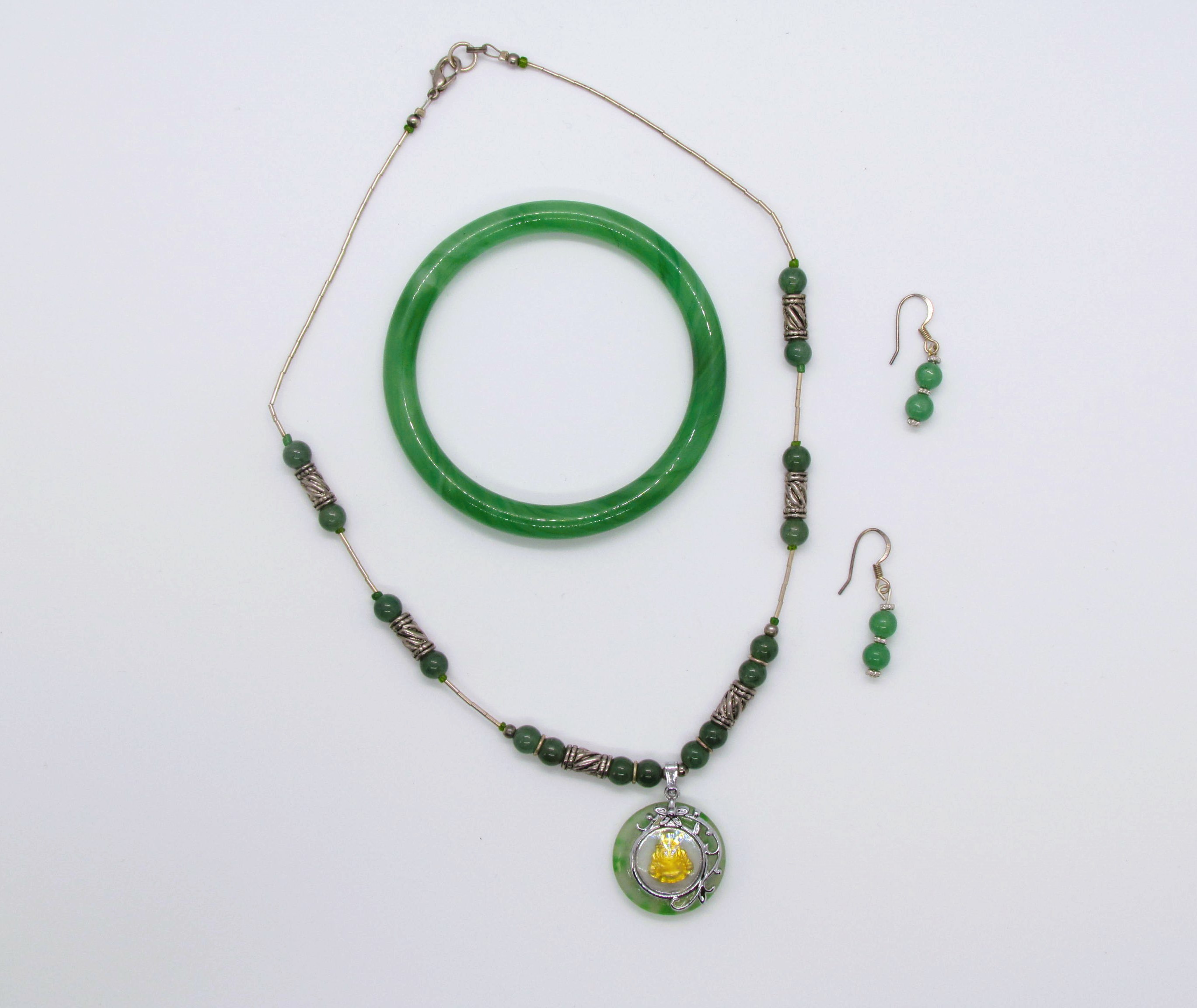 Rotating Gold Buddha Jade Set