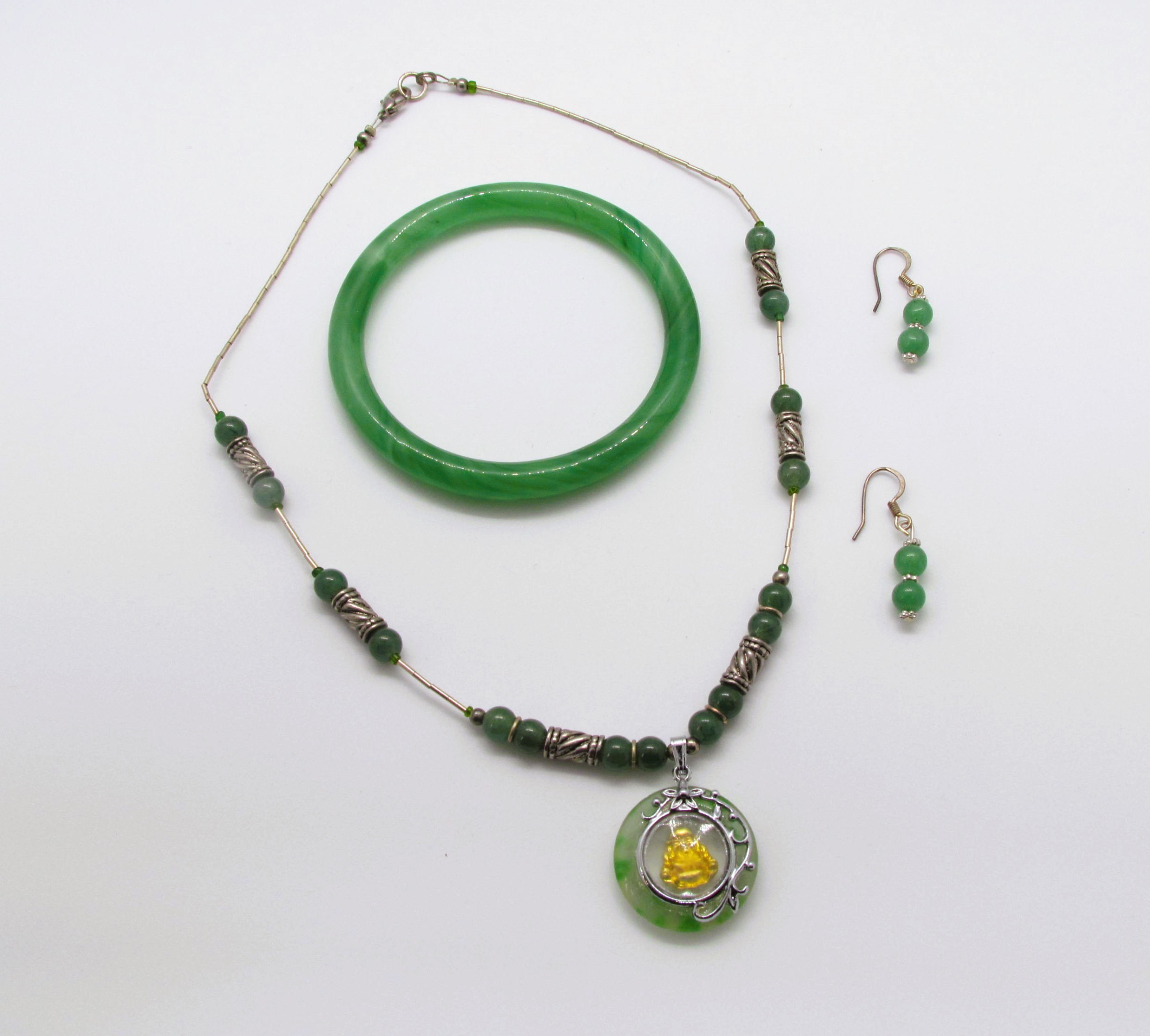 Rotating Gold Buddha Jade Set