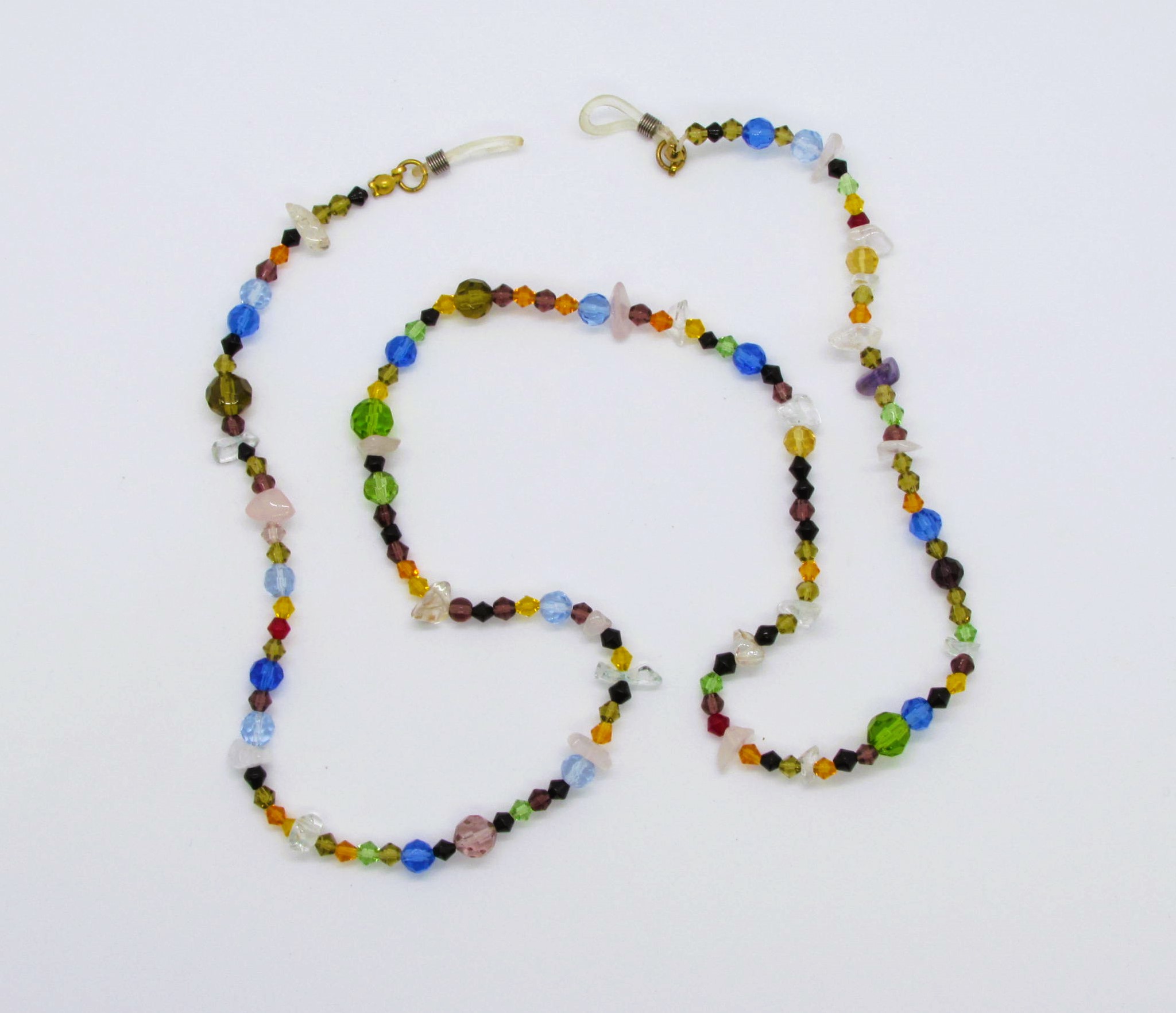 Vintage Crystal & Gemstone Beaded Eyeglass Holder.