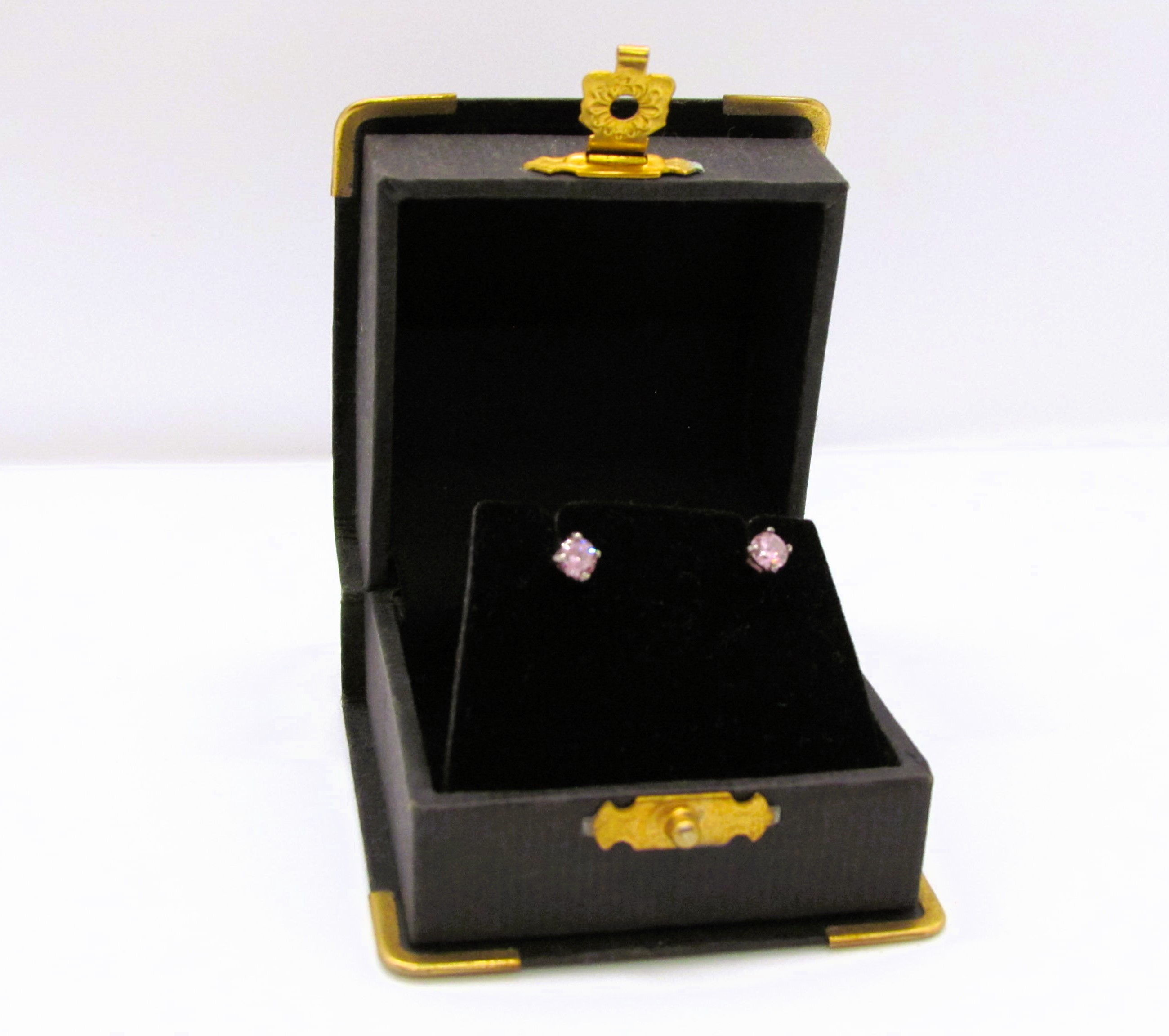 Pink Tourmaline 3mm Solitaire Earrings. 
