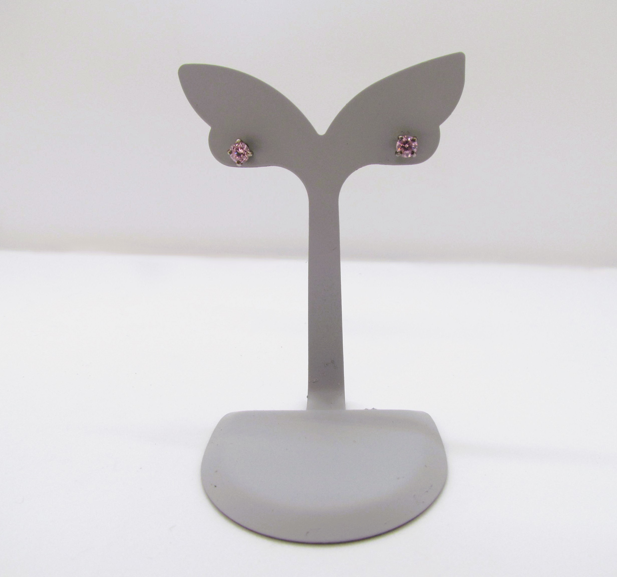 Pink Tourmaline 3mm Solitaire Earrings. 