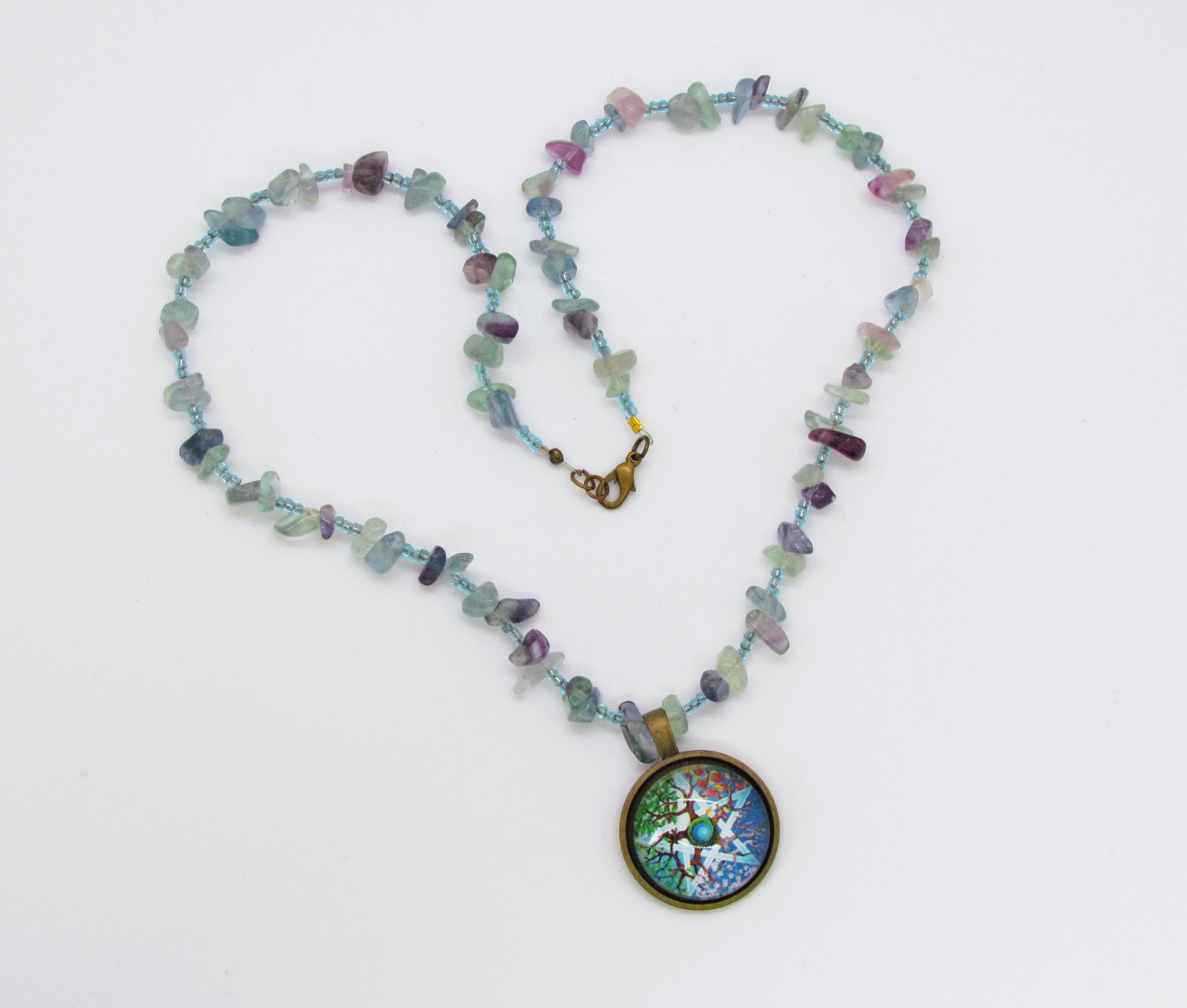 Colourful  Fluorite Gemstone Star Pendant