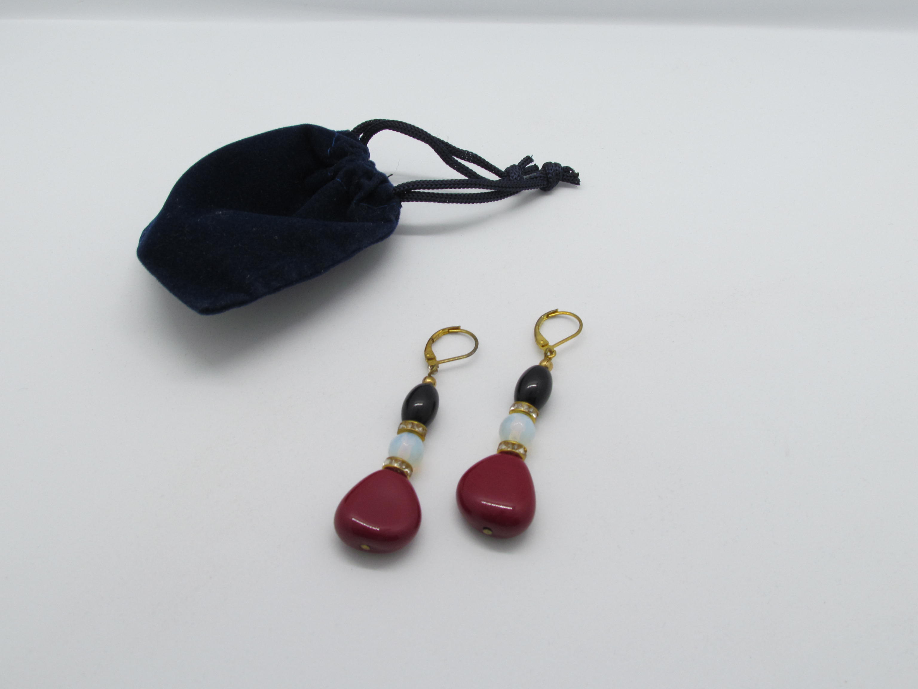 Moonstone & Vintage Teardrop Gold Tone Earrings.