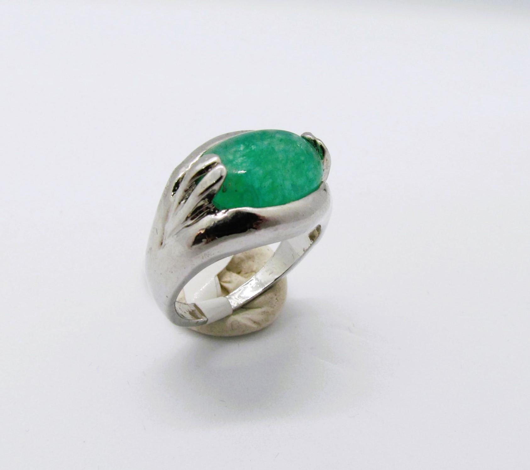 Chrysoprase Gemstone Silver Size 9 Ring