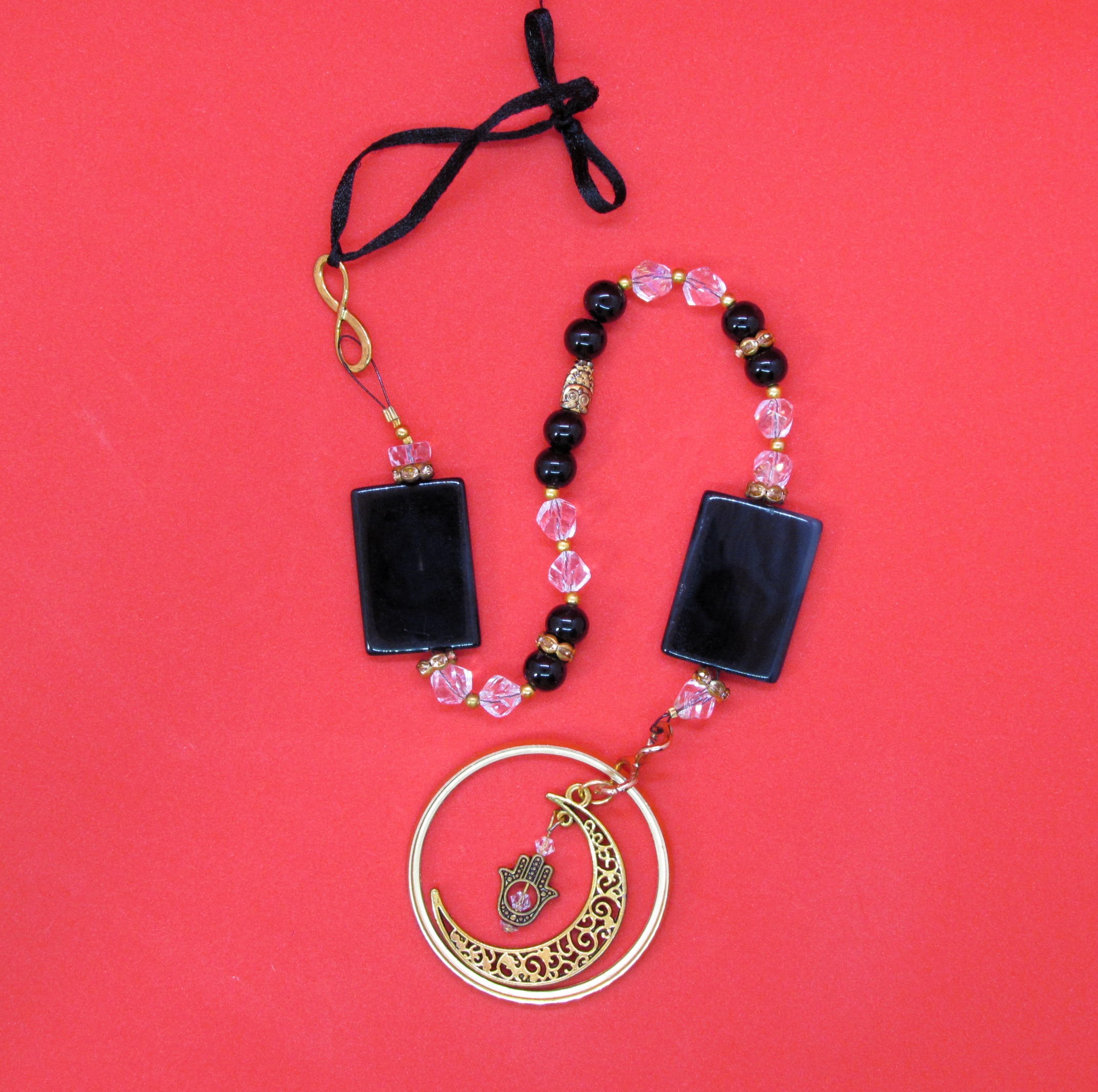 One Of A Kind Black Agate & Swarovski Crystal Suncatcher.