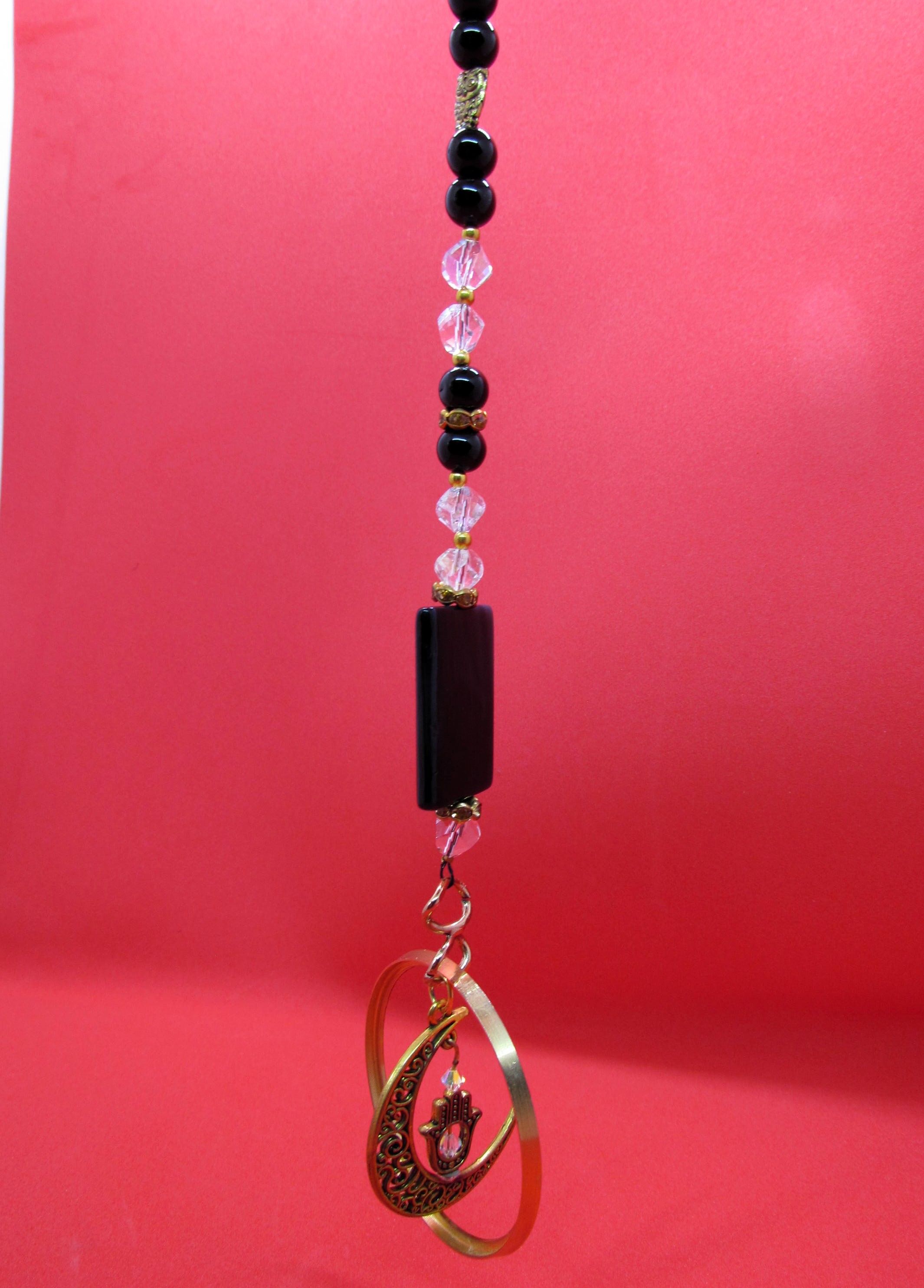 One Of A Kind Black Agate & Swarovski Crystal Suncatcher.