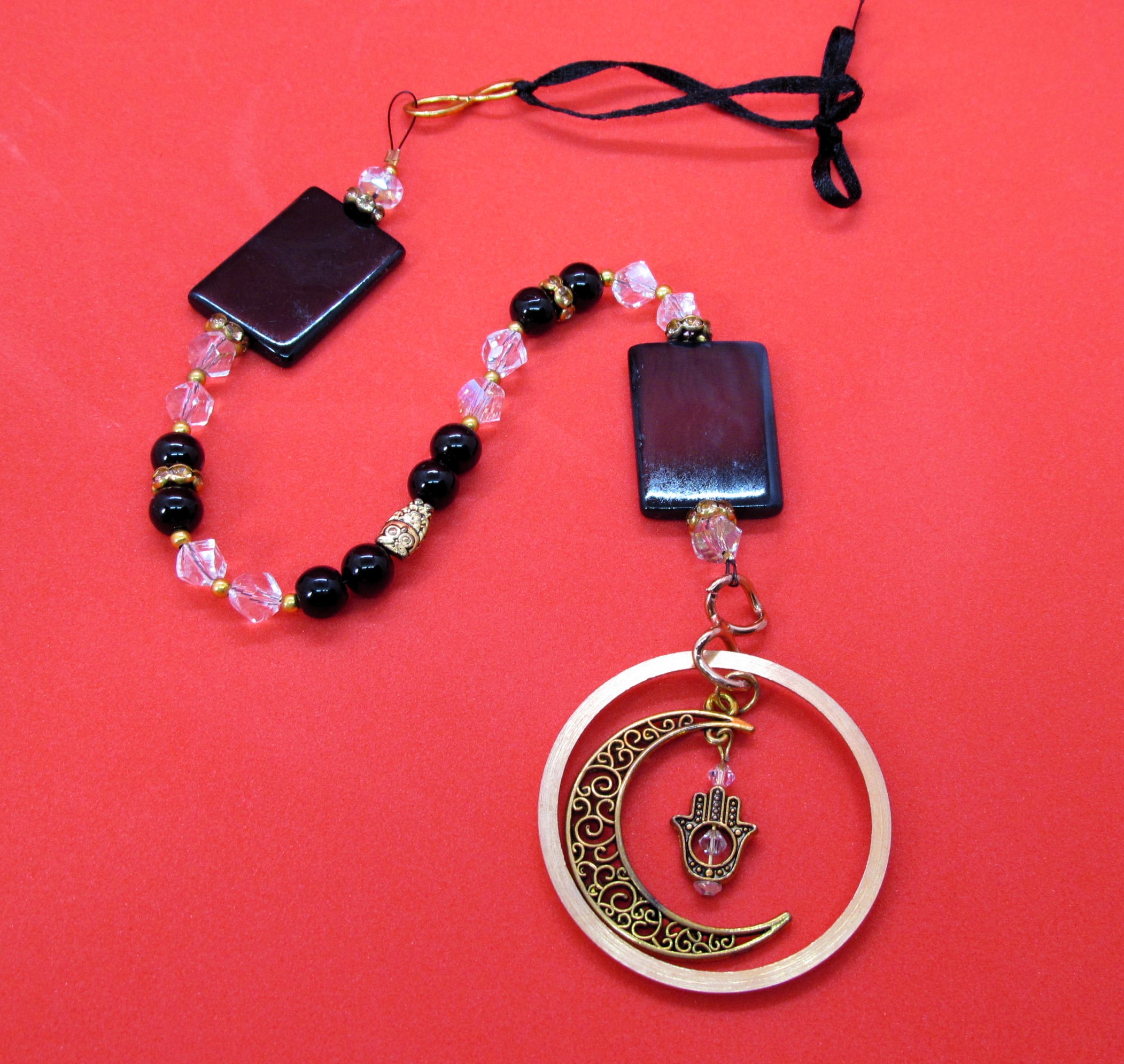 One Of A Kind Black Agate & Swarovski Crystal Suncatcher.