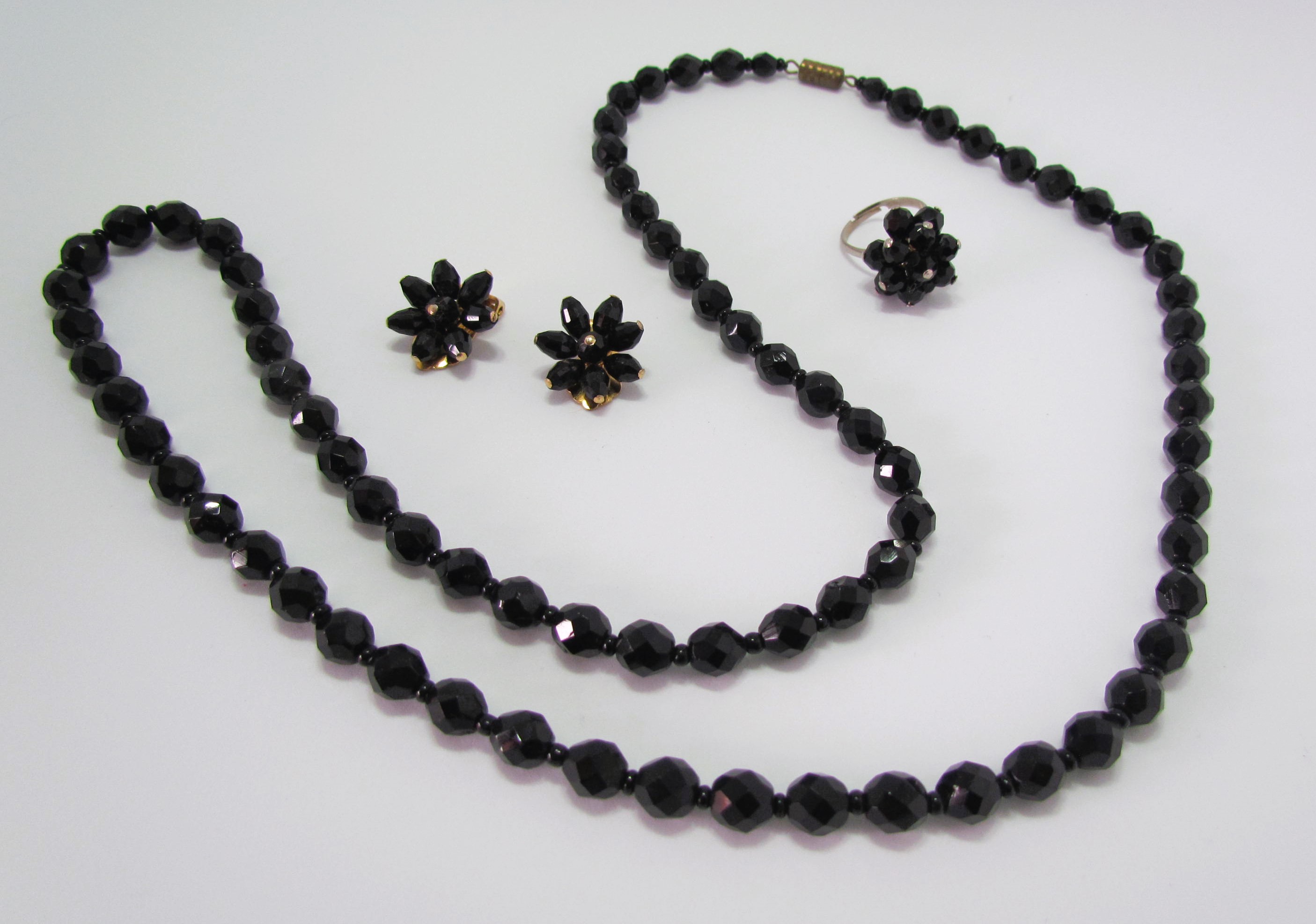 Designer Lotte De Mey Faceted Black Beaded Set.