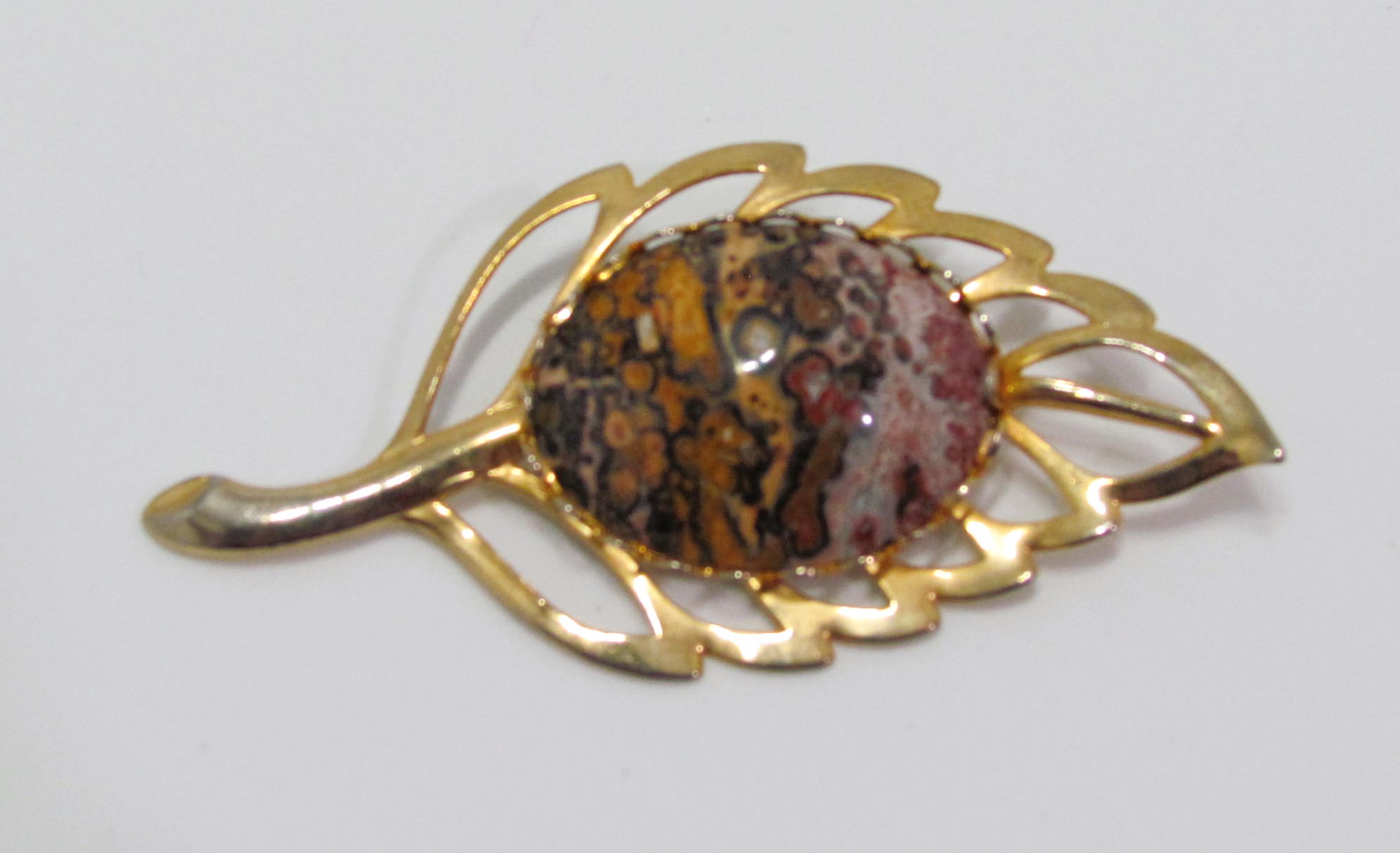 True Marvel of Nature Leopard Skin Jasper Stone Brooch.