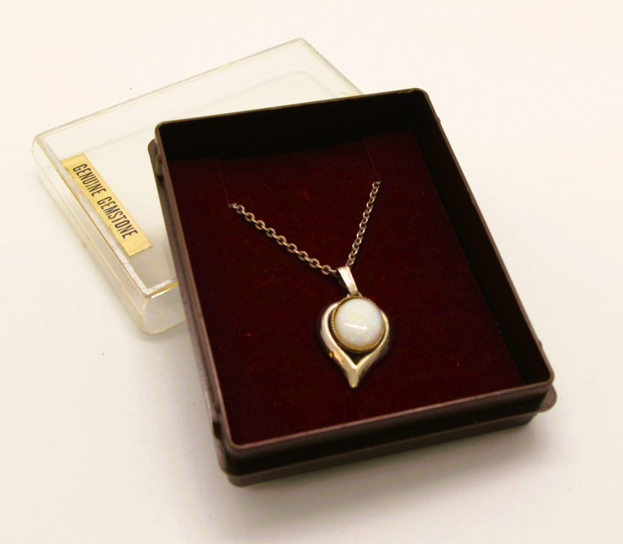 Shimmering Solid Milk Opal Pendant.